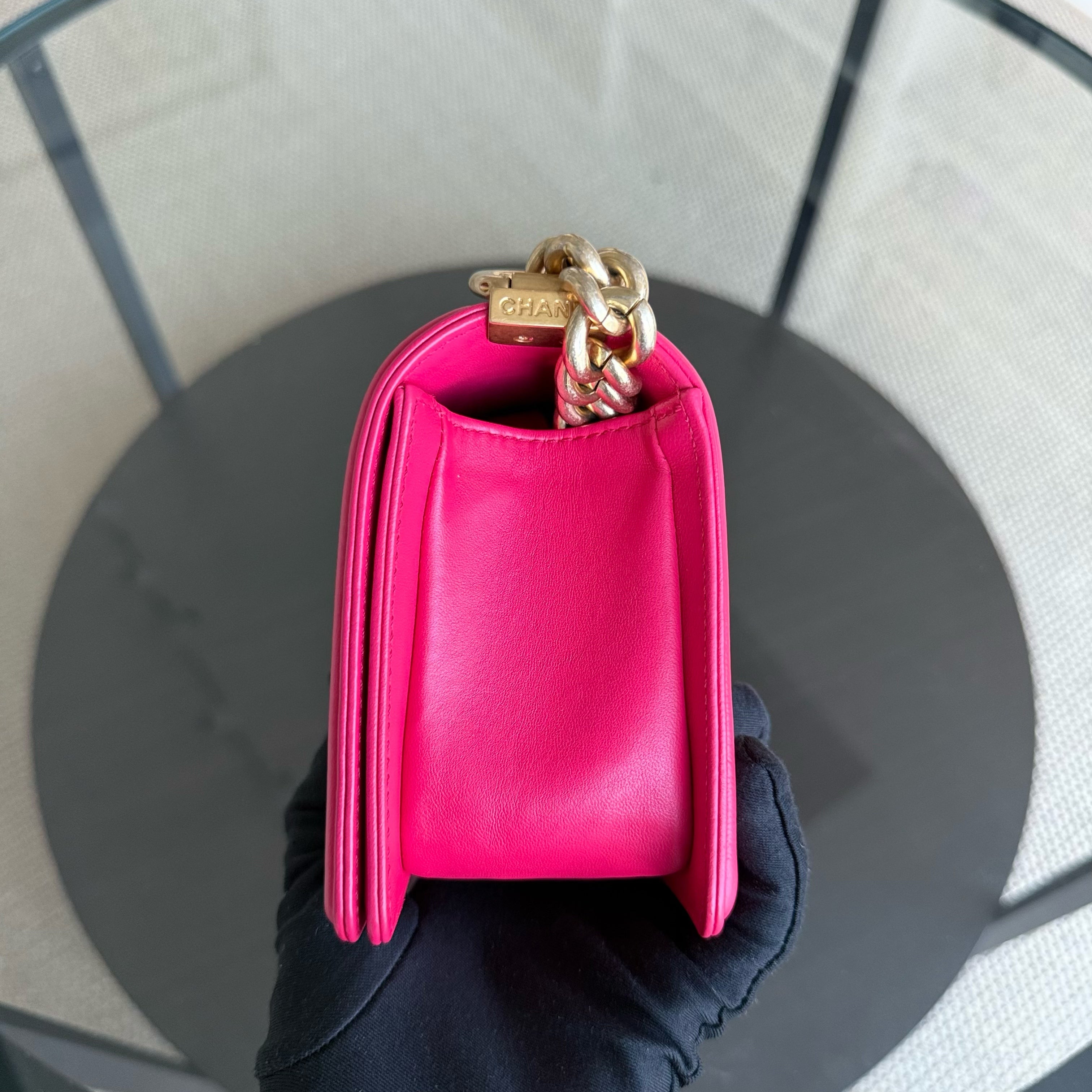 Chanel Boy Small - 20CM Quilted Lambskin Hot Pink Limited Edition Gold Hardware Series 23