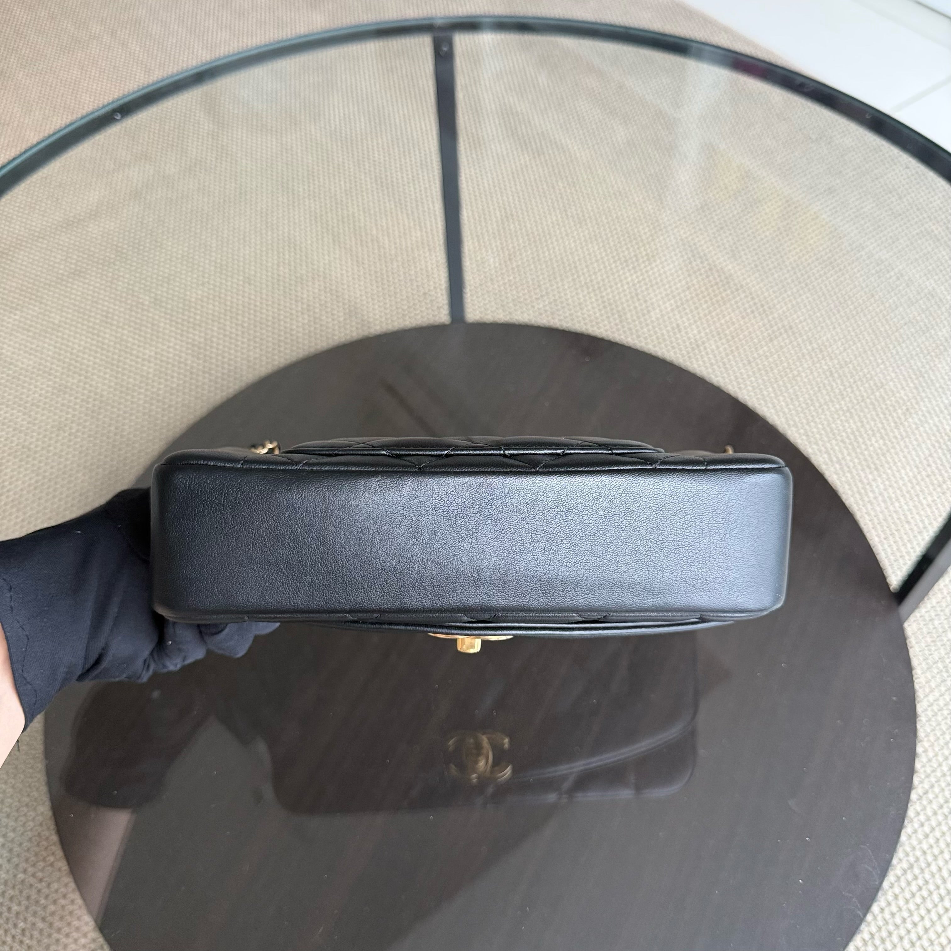 Chanel Diana Reissue Small - 22CM Quilted Lambskin Black Gold Hardware Series 20