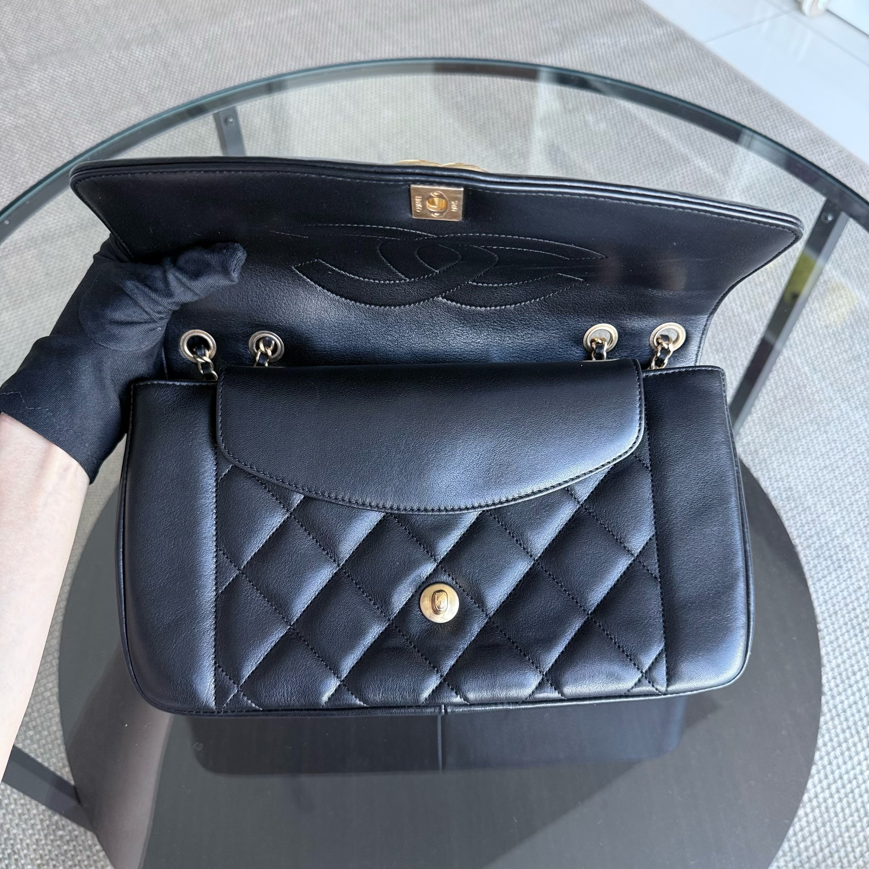 Chanel Diana Reissue - Quilted Lambskin 28CM Black Gold Hardware Series 20
