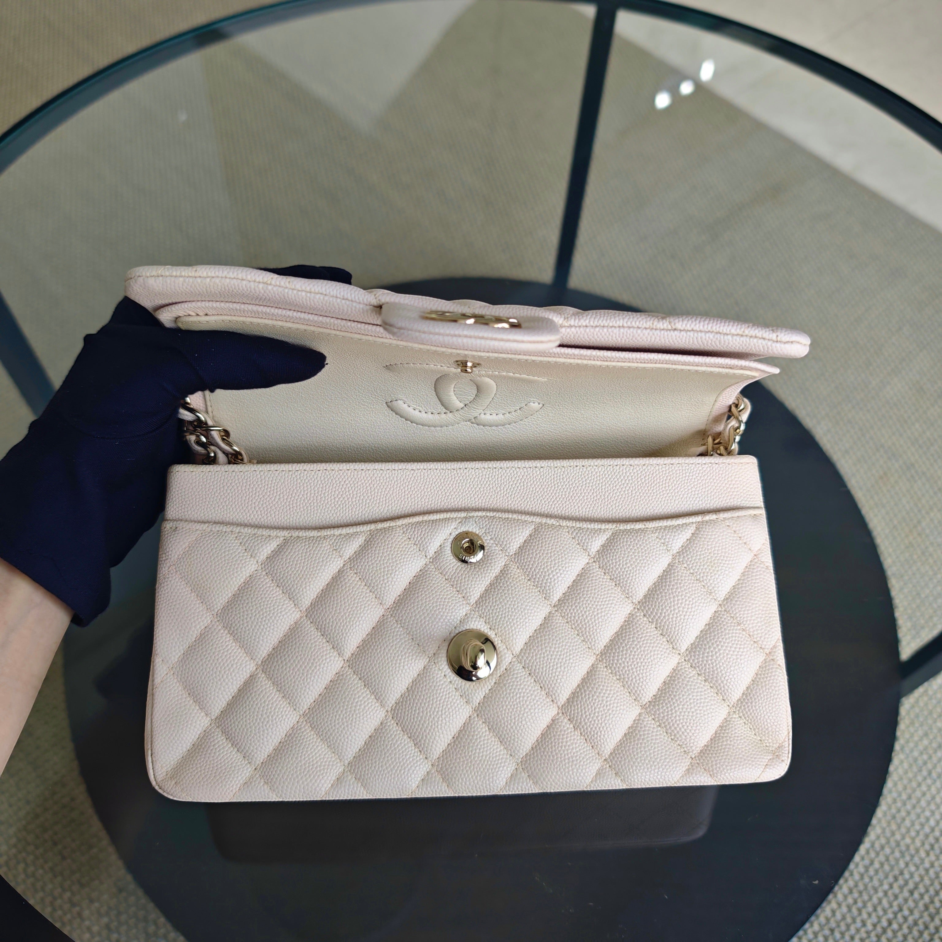 Chanel Classic Flap Small - Caviar 23CM Quilted Light Pink Light Gold Hardware Series 29