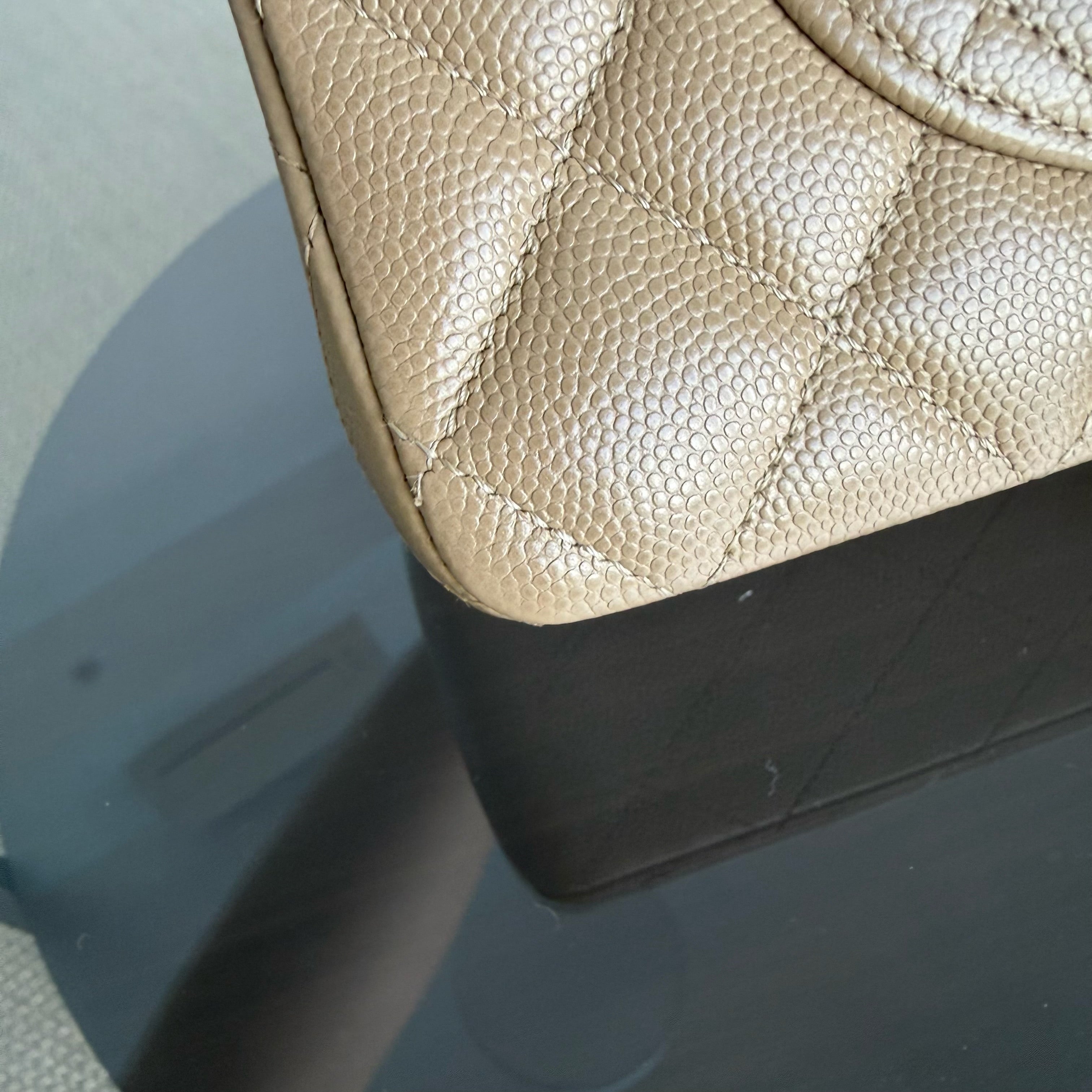 Chanel Classic Flap Small - Caviar 23CM Quilted Dark Beige Gold Hardware Microchip