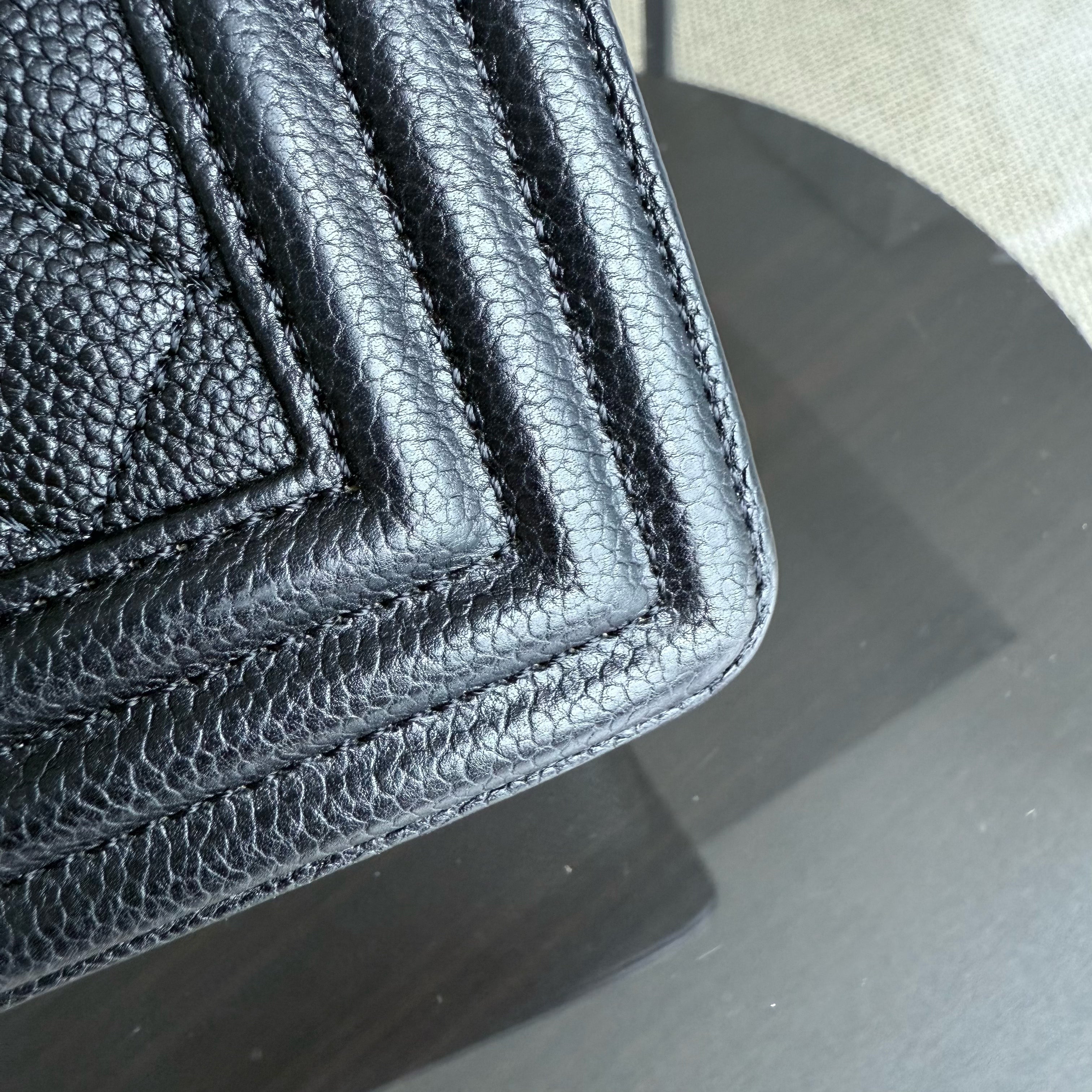 Chanel Boy Medium - Caviar 25CM Quilted Black Ruthenium Silver Hardware Series 23