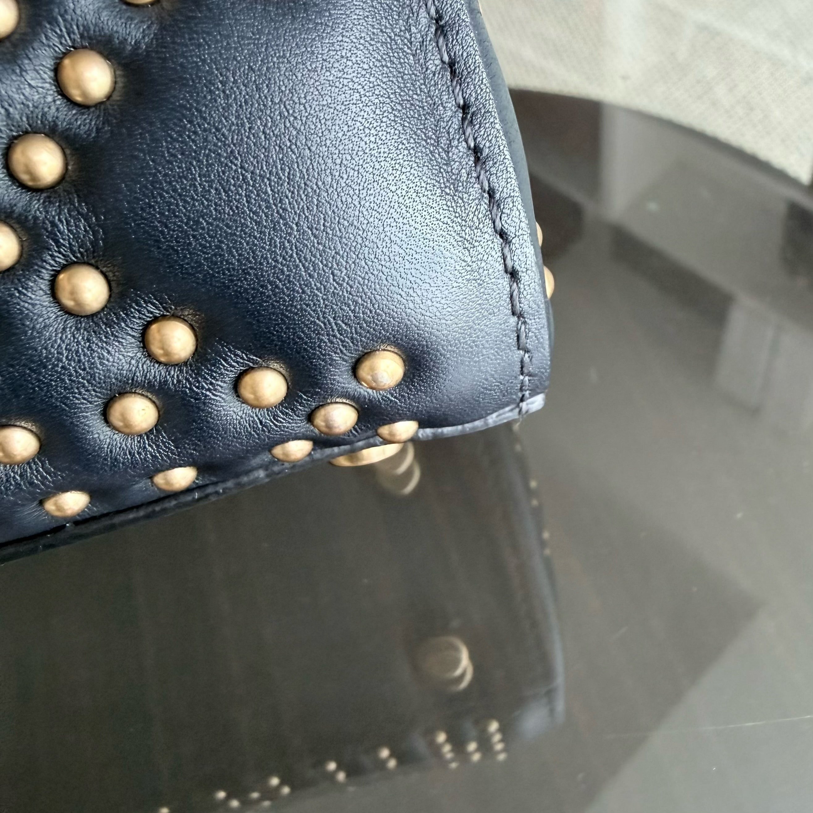 Dior Lady Small Flap - Cannage Calfskin Studded Black Gold Hardware