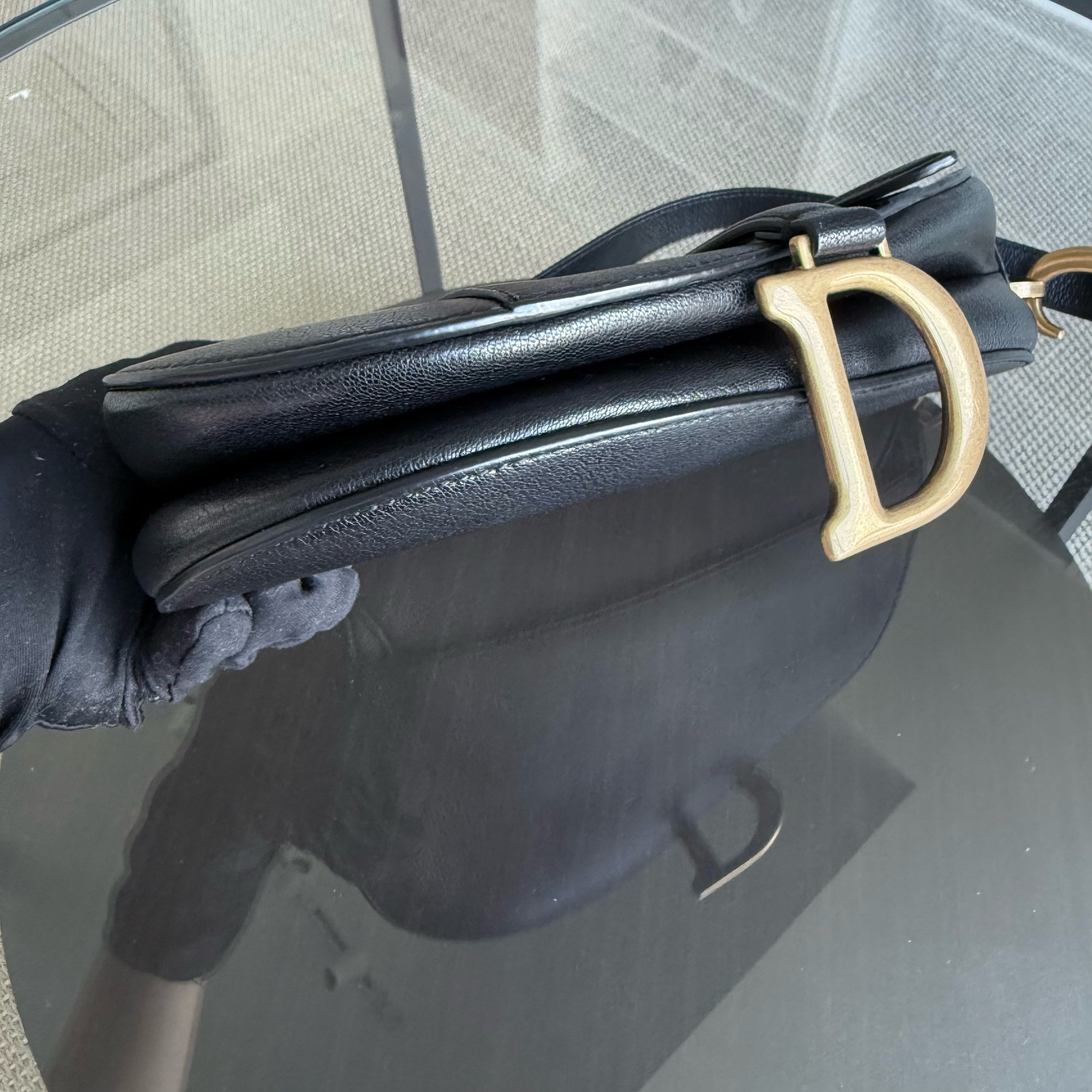 Dior Saddle Medium - 25CM Calfskin Black Gold Hardware