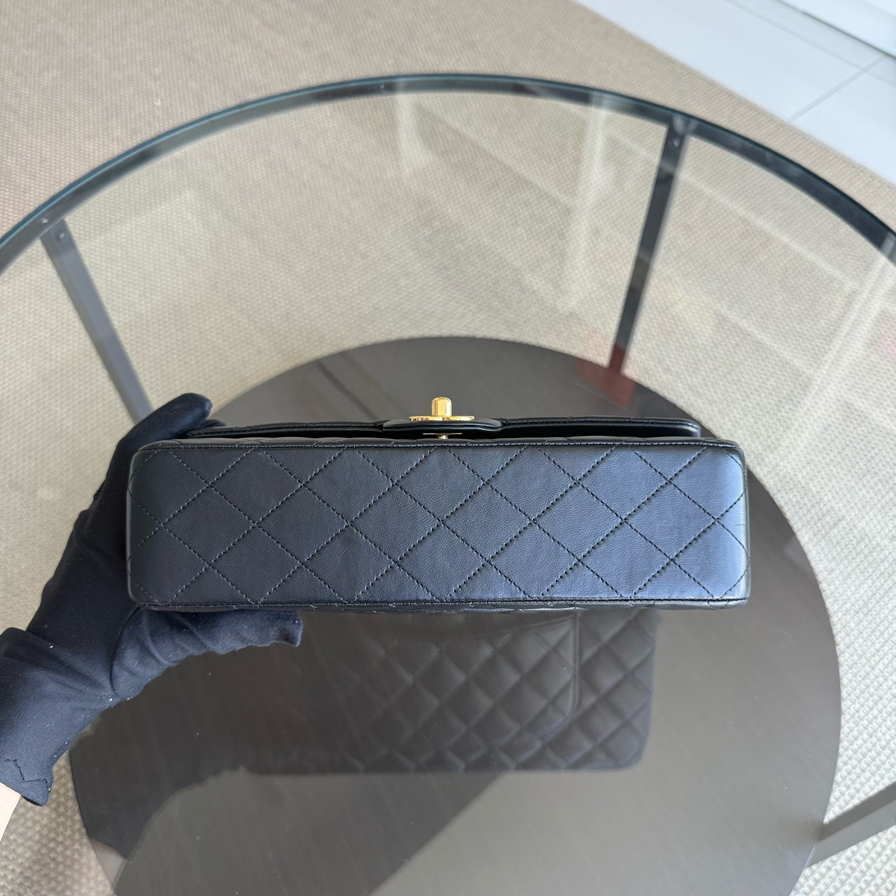 Chanel Classic Flap Medium - 25CM Quilted Lambskin Black Gold Hardware Sereis 15