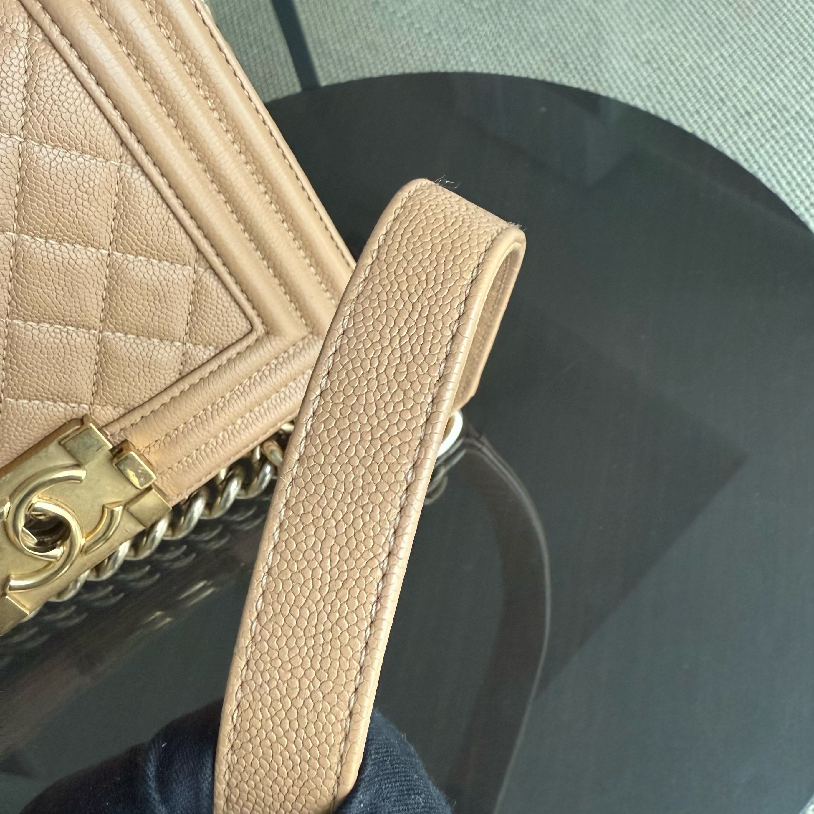 Chanel Boy Small - Caviar 20CM Quilted Caramel Gold Hardware Series 25