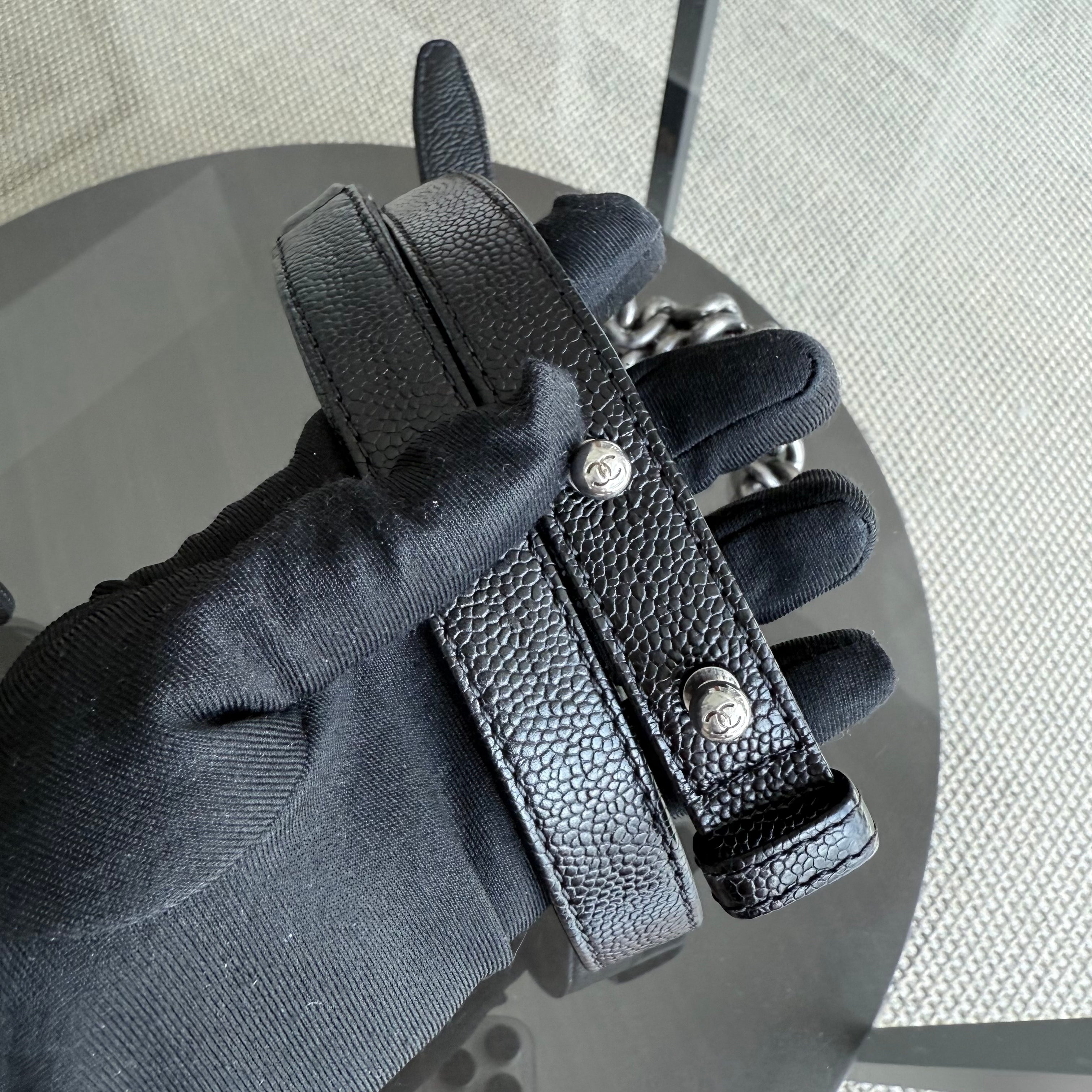 Chanel Boy Medium - Caviar 25CM Quilted Black Ruthenium Silver Hardware Series 20