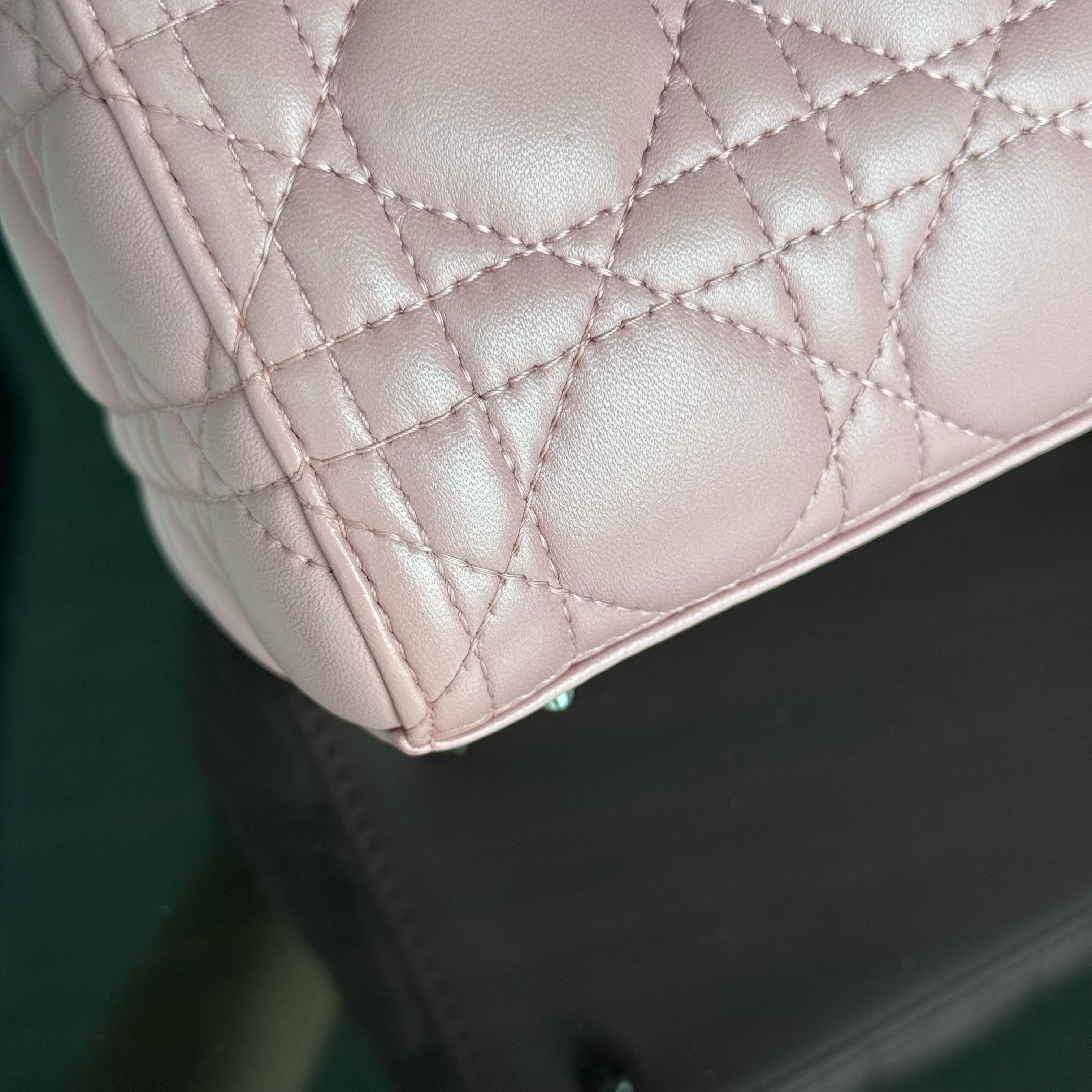 Dior Lady Medium - Cannage Lambskin Pink Silver Hardware