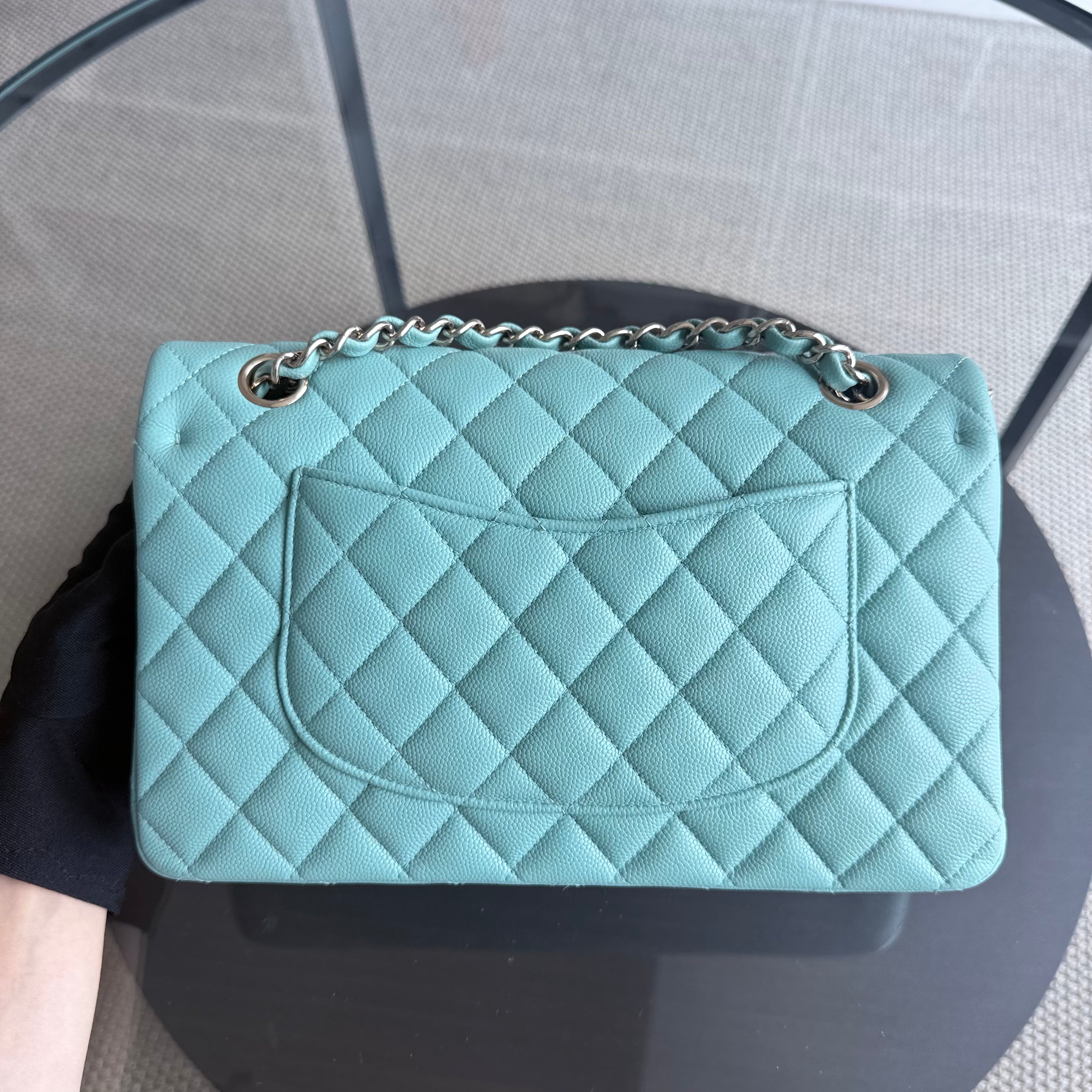 Chanel Classic Flap Medium - Caviar 25CM Quilted Light Blue Gold Hardware Series 29