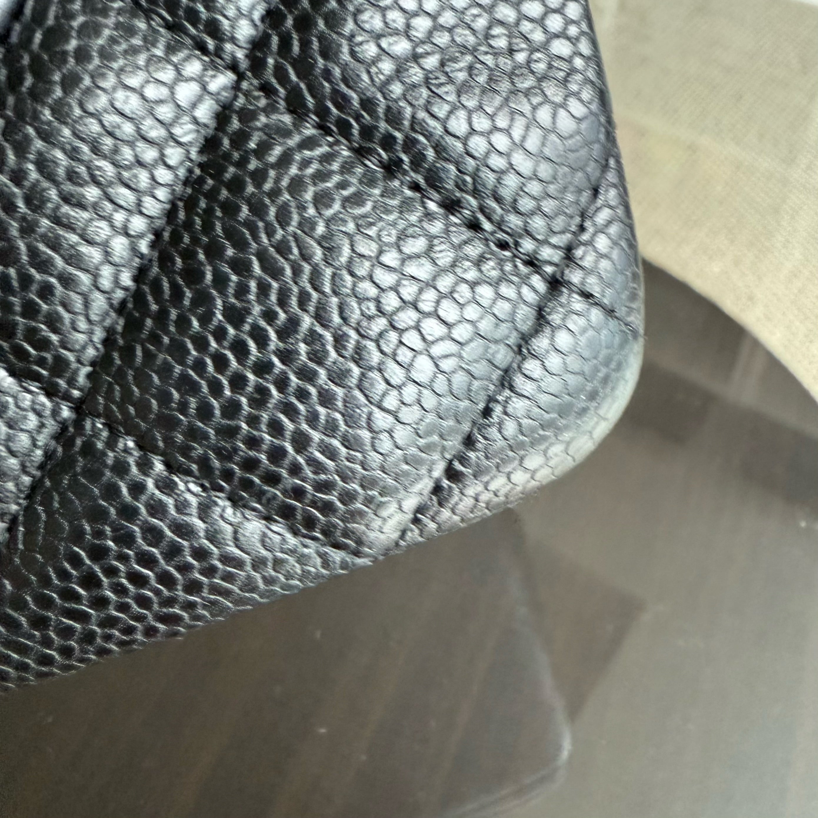 Chanel Caviar Jumbo Classic Flap Quilted Grained Calfskin Black Silver Hardware Series 13