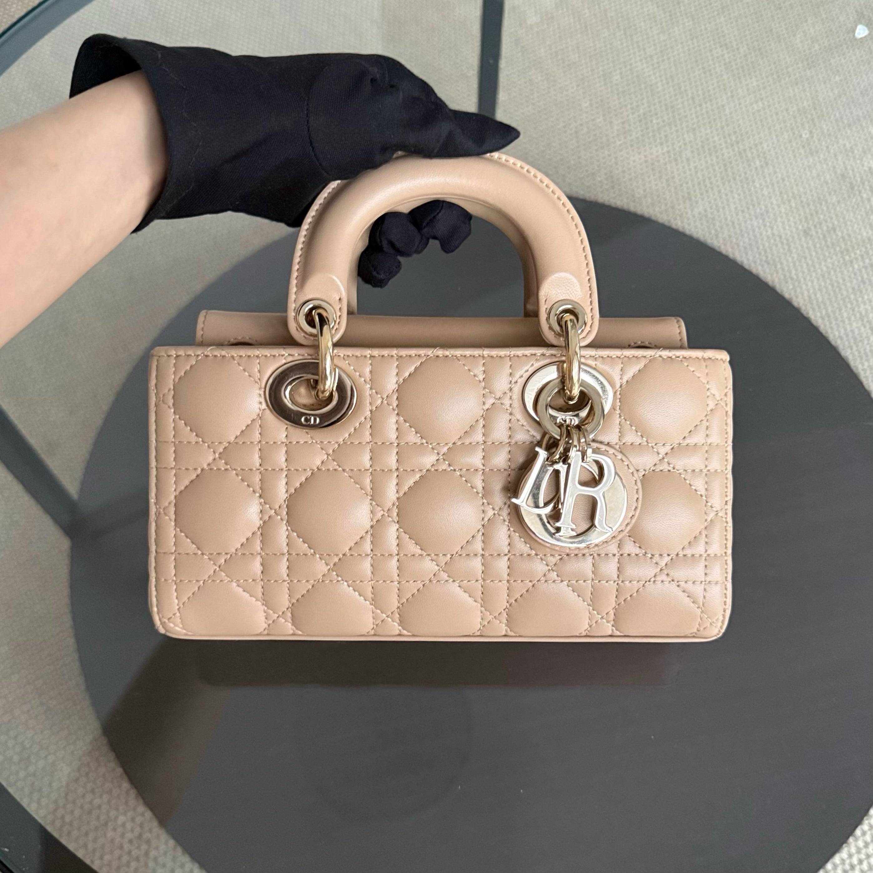 Dior D-Joy Small Lady - Cannage Lambskin Caramel Beige Gold Hardware