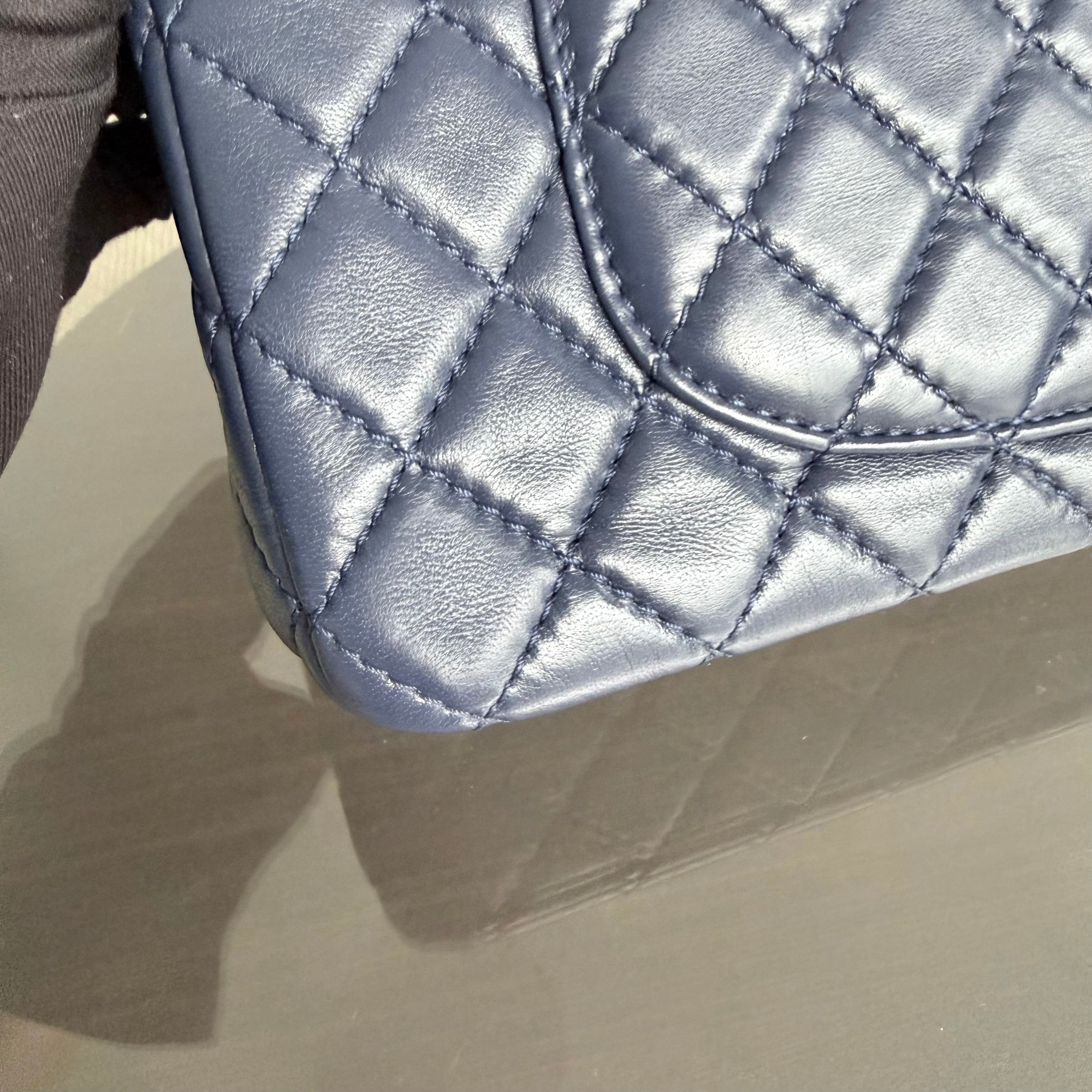 Chanel Classic Flap Medium - 25CM Quilted Lambskin Dark Blue Gold Hardware Series 12