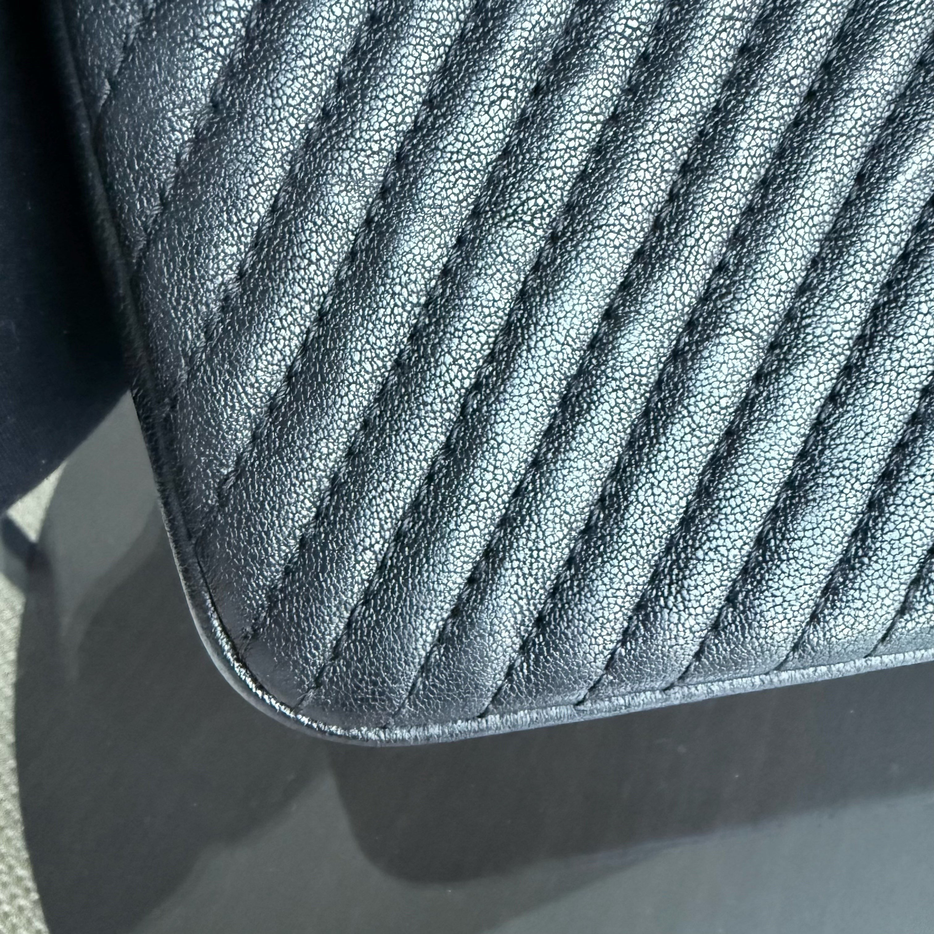 Chanel Seasonal Flap Medium - 25CM Surpique CC Herringbone Medallion Flap Chevron Goatskin Black Gold Hardware