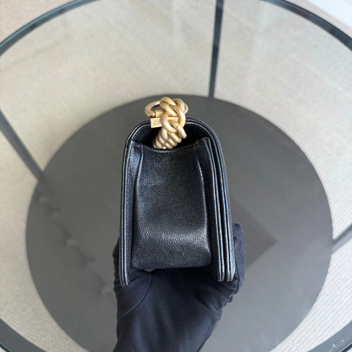 Chanel Boy Small - Caviar 20CM Quilted Black Gold Hardware Series 25