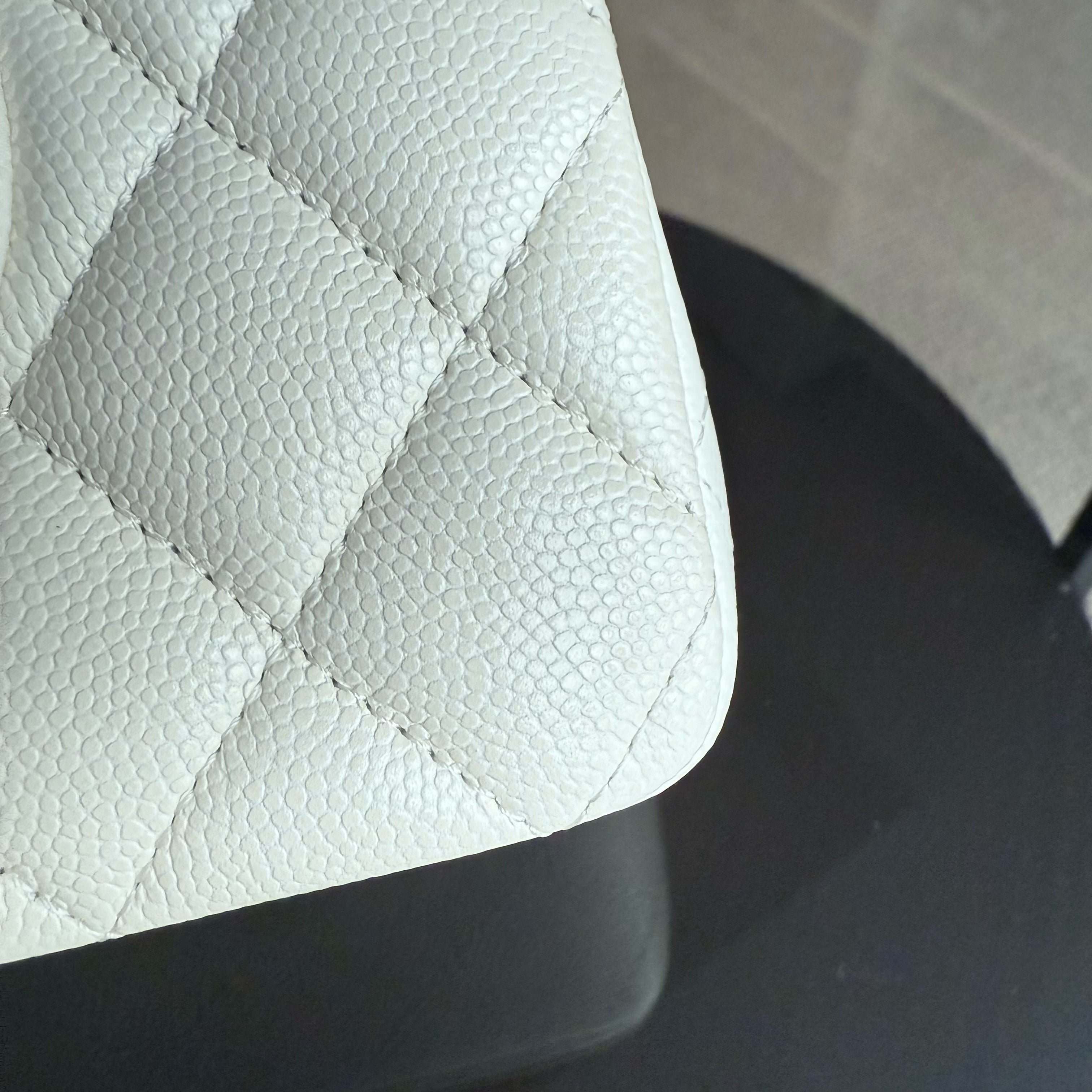 Chanel Classic Flap Small - Caviar 23CM Quilted Grained Calfskin White Gold Hardware Series 26