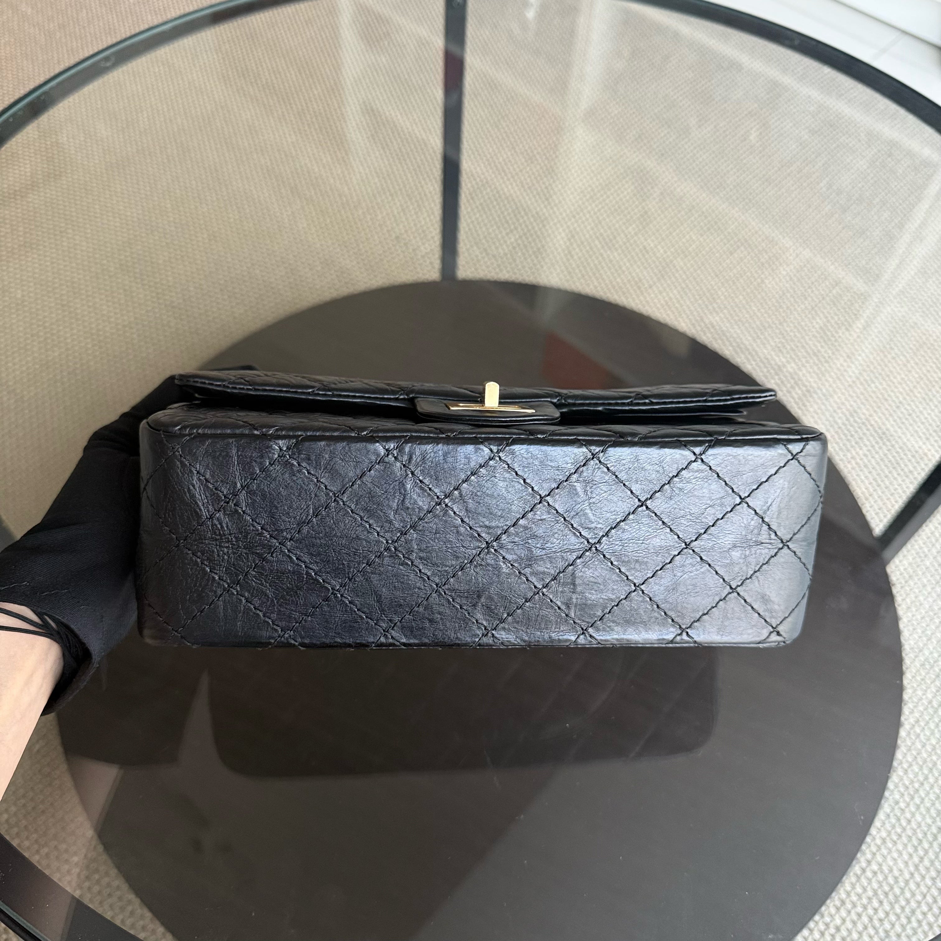 Chanel 2.55 Reissue 225 - 24CM Quilted Aged Calfskin Black Gold Hardware Series 12