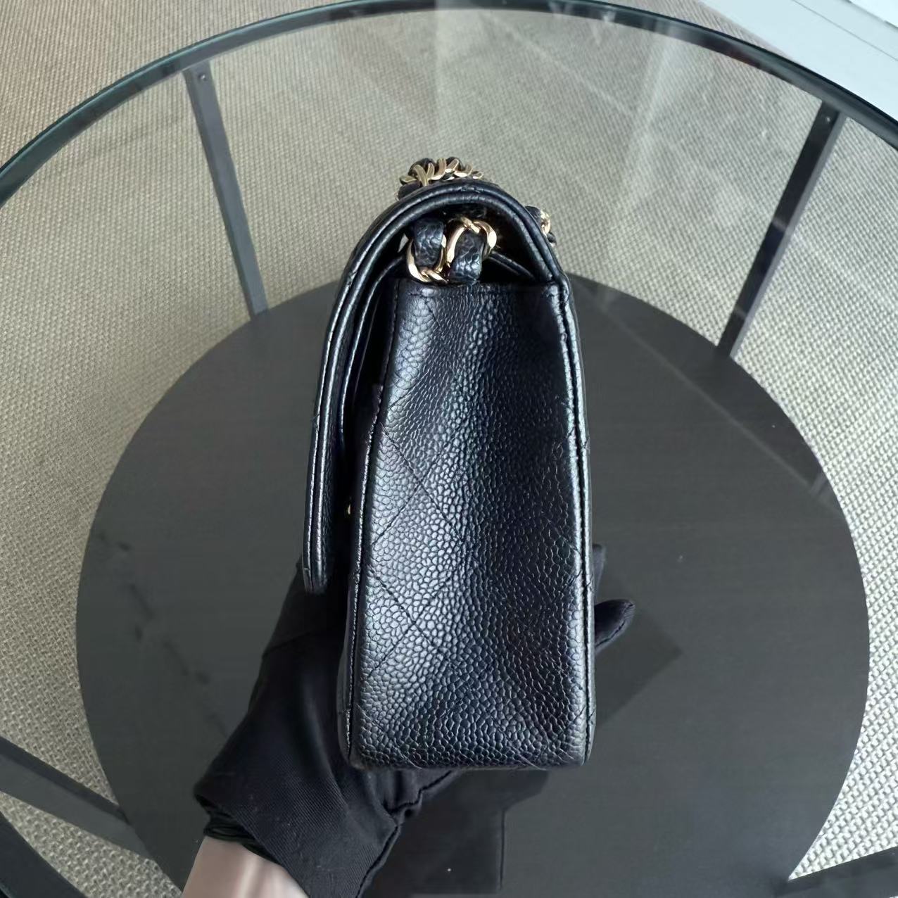 Chanel Classic Flap Medium - Caviar 25CM Quilted Black Gold Hardware Series 13