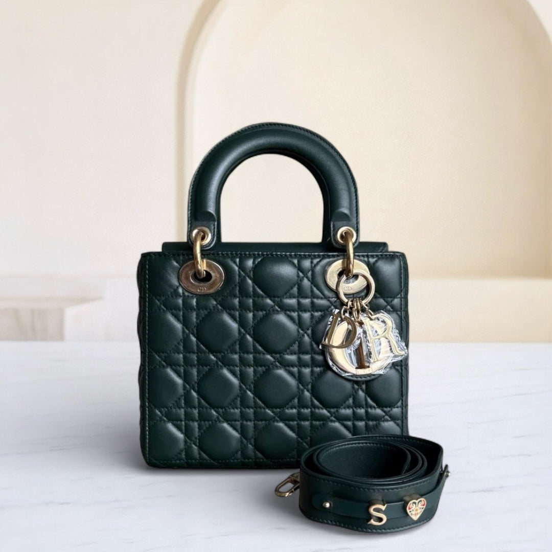 Dior Lady Small ABC - Cannage Lambskin Dark Green Gold Hardware MyABC