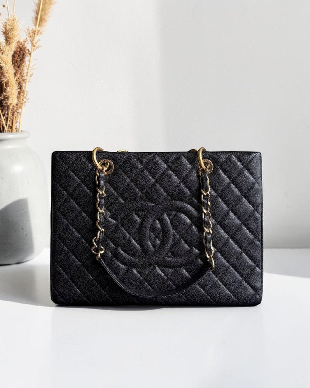 Chanel GST Grand Shopping Tote - Caviar Quilted Black Gold Hardware