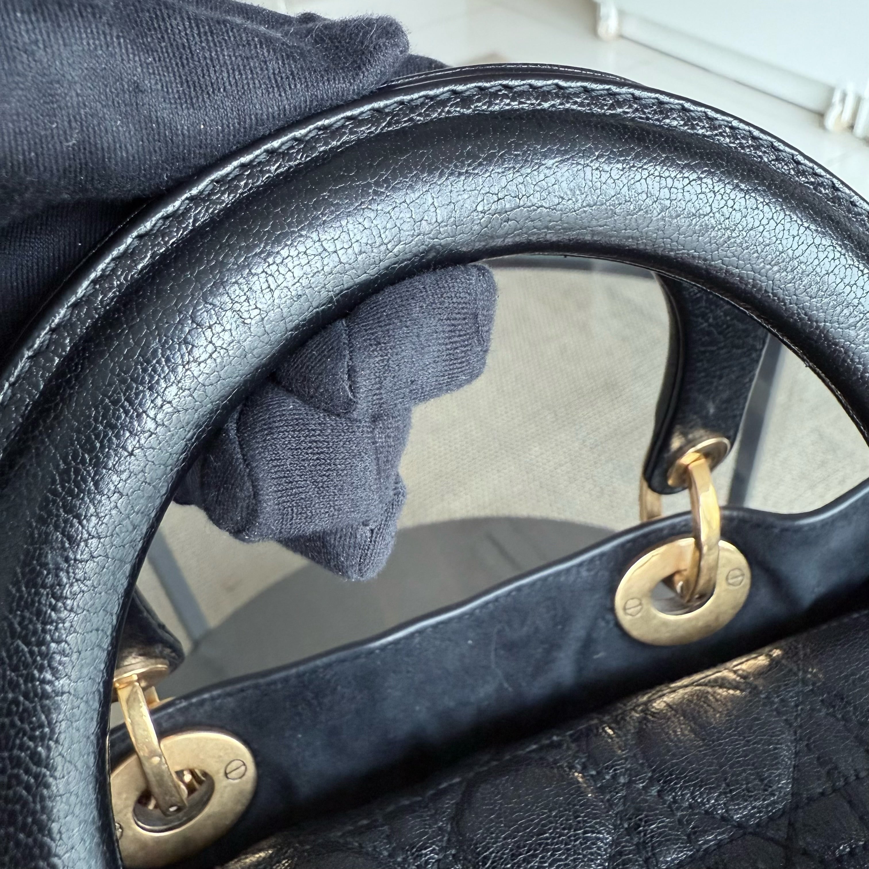 DIor Lady Large - Cannage Grained Calfskin Blush Gold Hardware NO STRAP