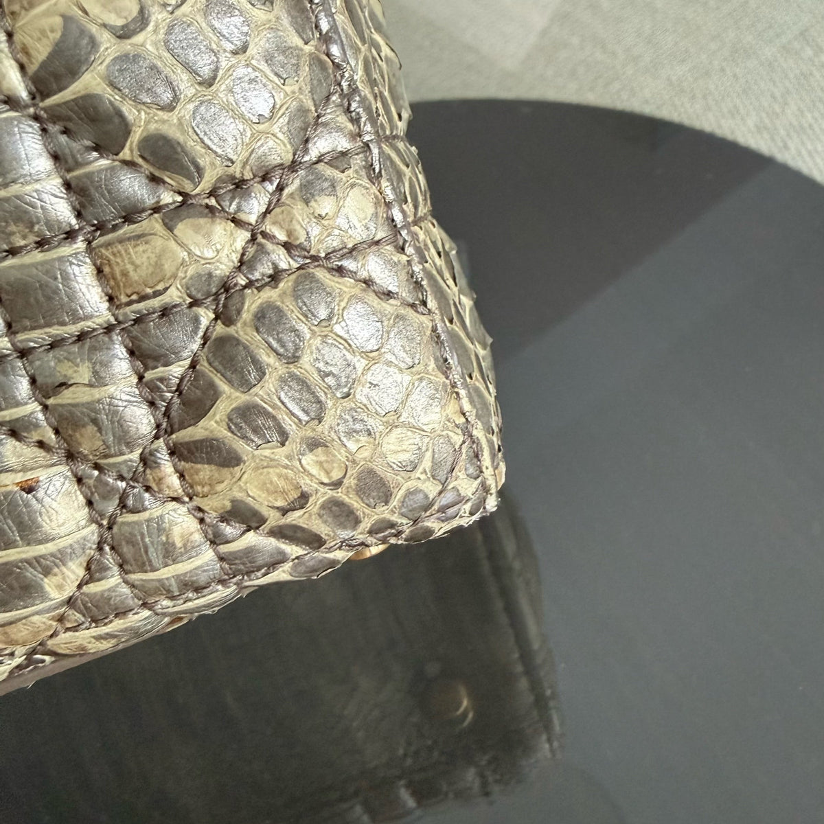 Dior Lady Small Flap - Cannage Gold Python Gold Hardware
