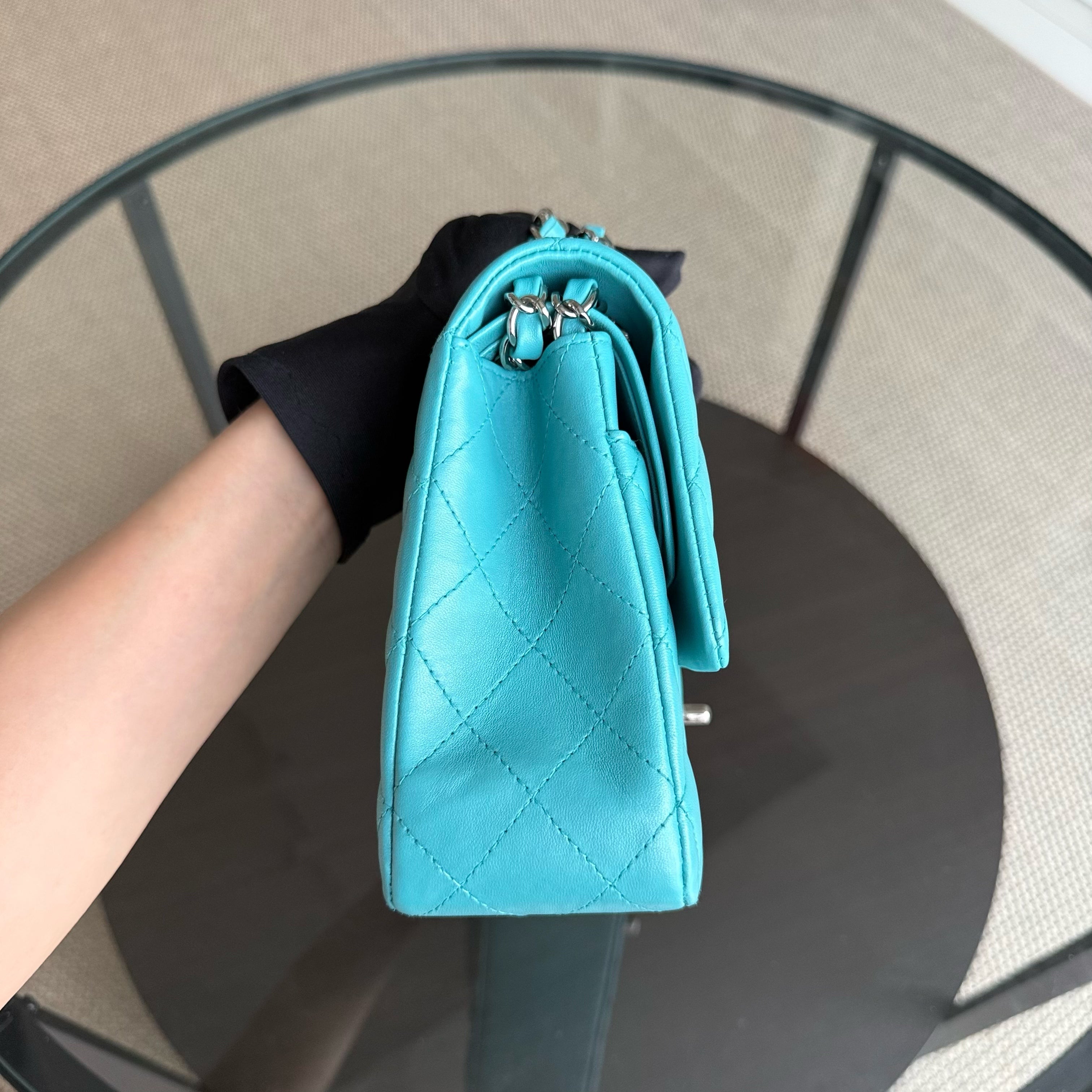 Chanel Classic Flap Medium - 25CM Quilted Lambskin Blue Silver Hardware Series 19