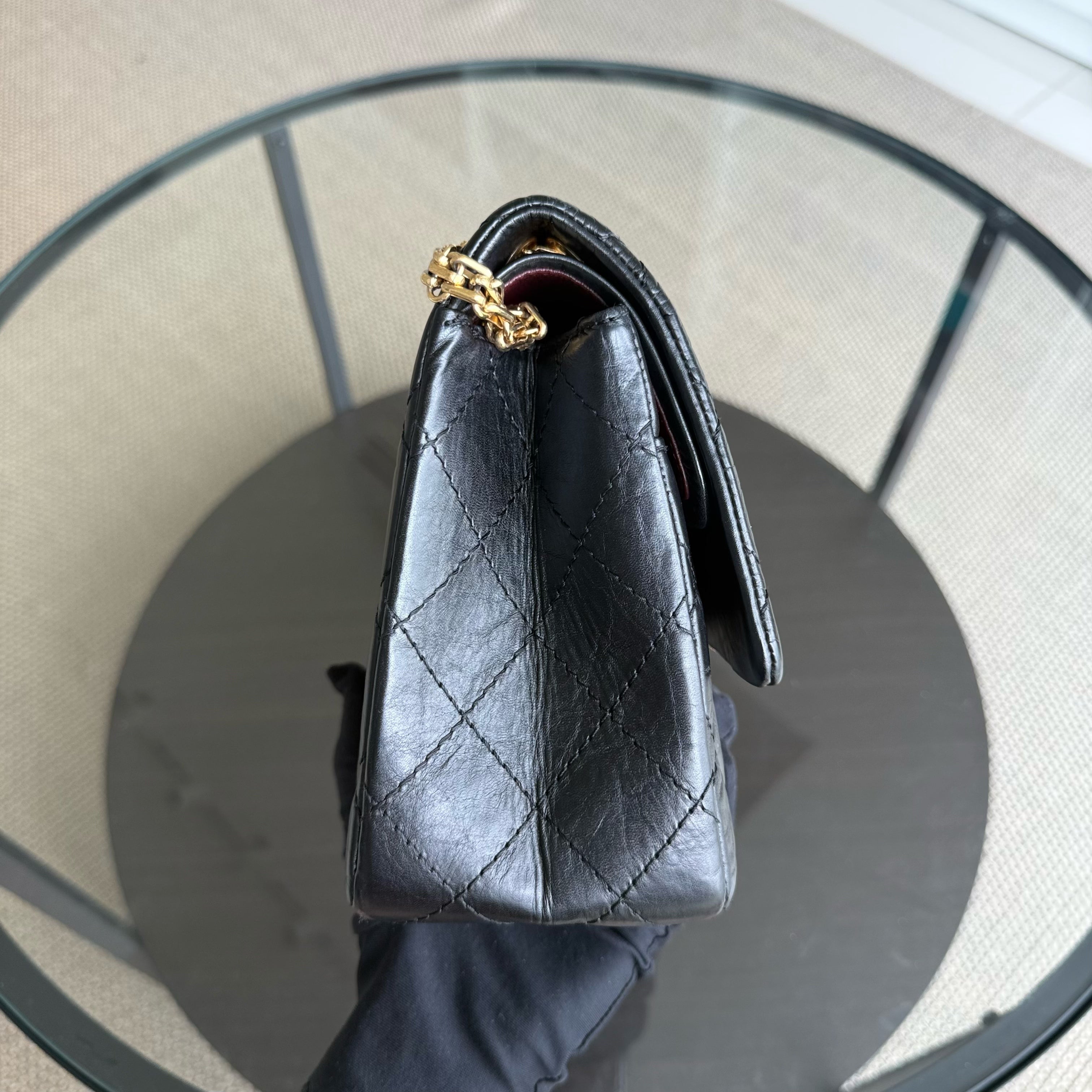 Chanel 2.55 Reissue 226 - 28CM Quilted Aged Calfskin Black Aged Gold Hardware Series 14