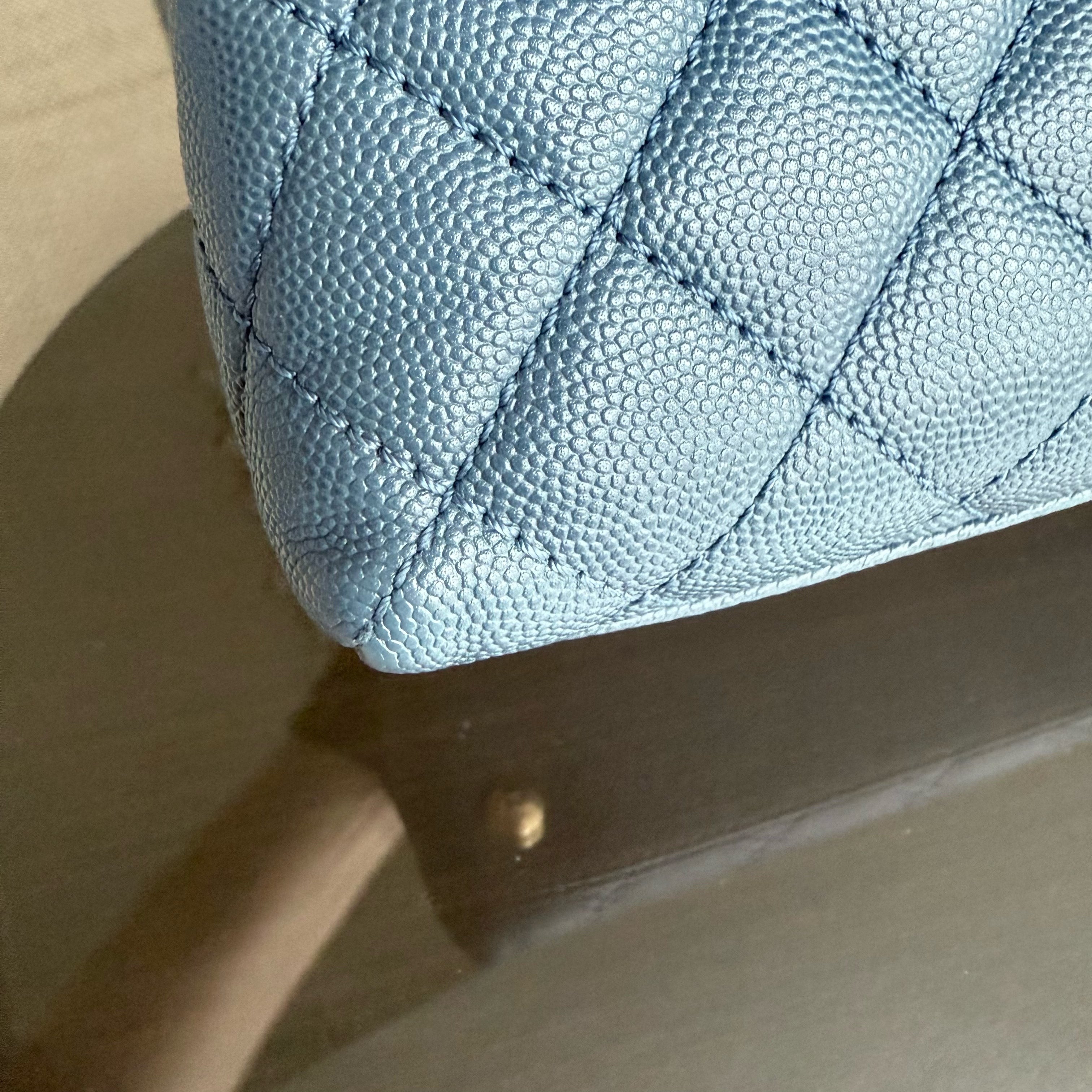 Chanel Coco Handle Medium - Caviar Quilted Blue Grained Calfskin Gold Hardware Series 24
