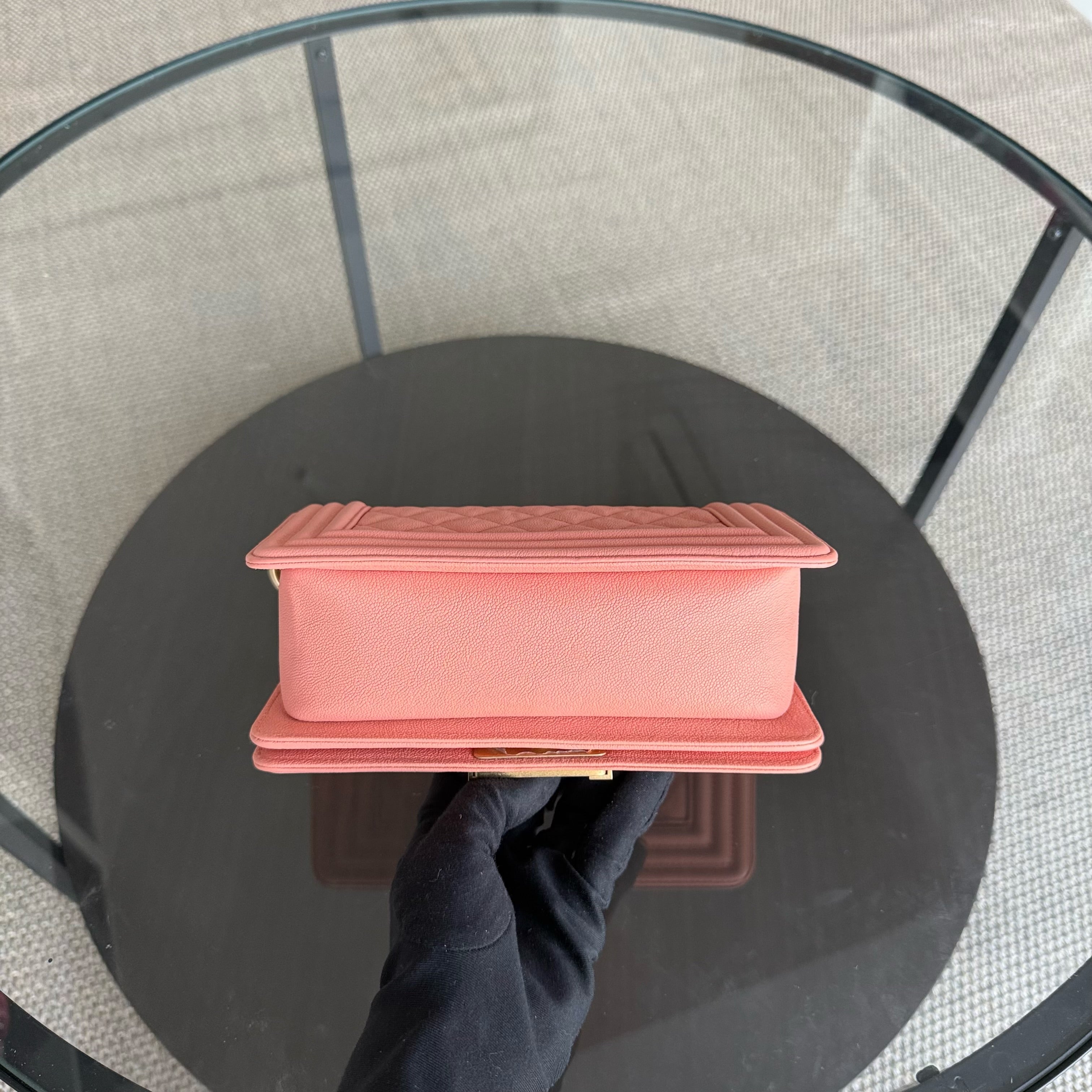Chanel Boy Small - Caviar 20CM Quilted Blush Gold Hardware Series 27