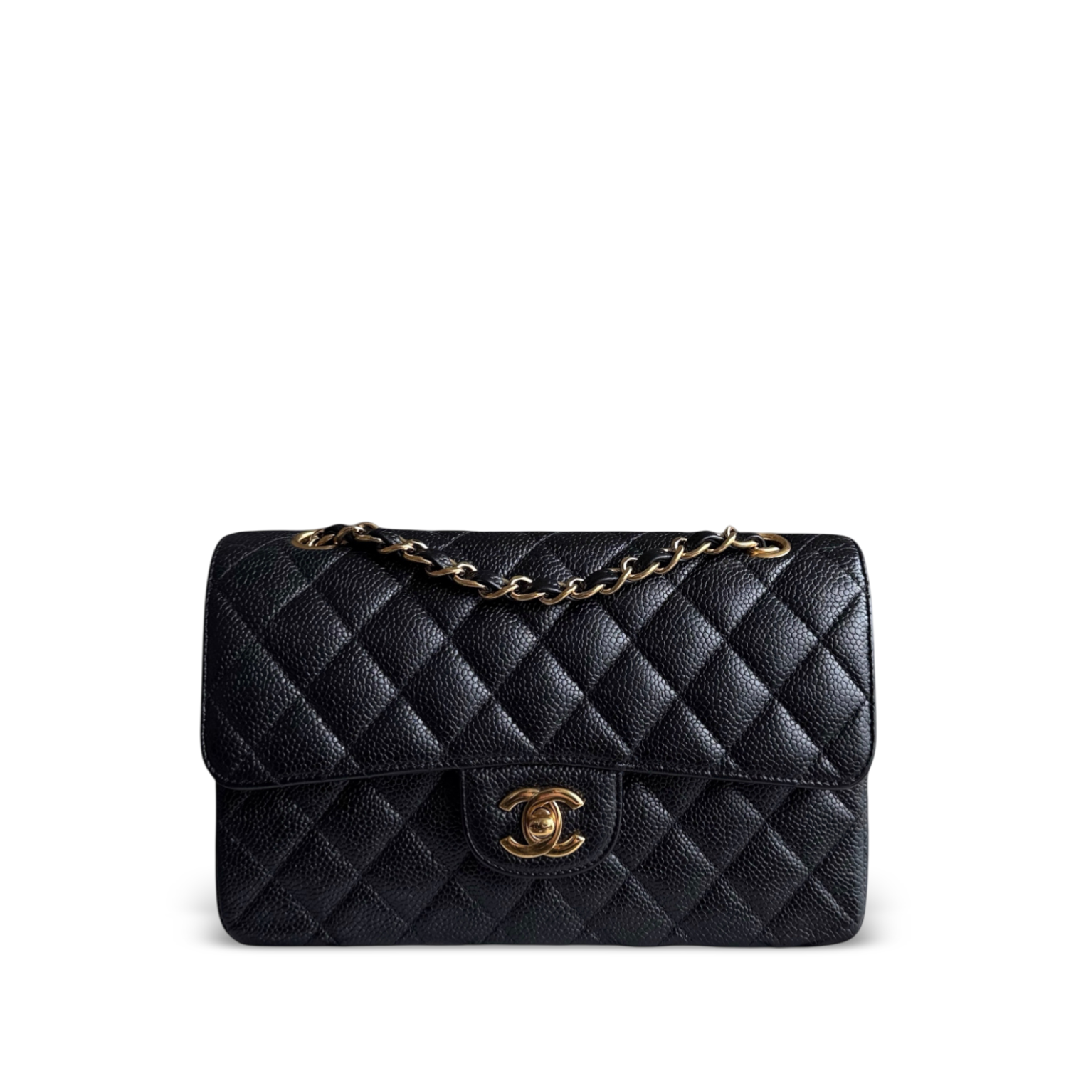 Chanel Classic Flap Small - Caviar 23CM Quilted Black Gold Hardware Series 16