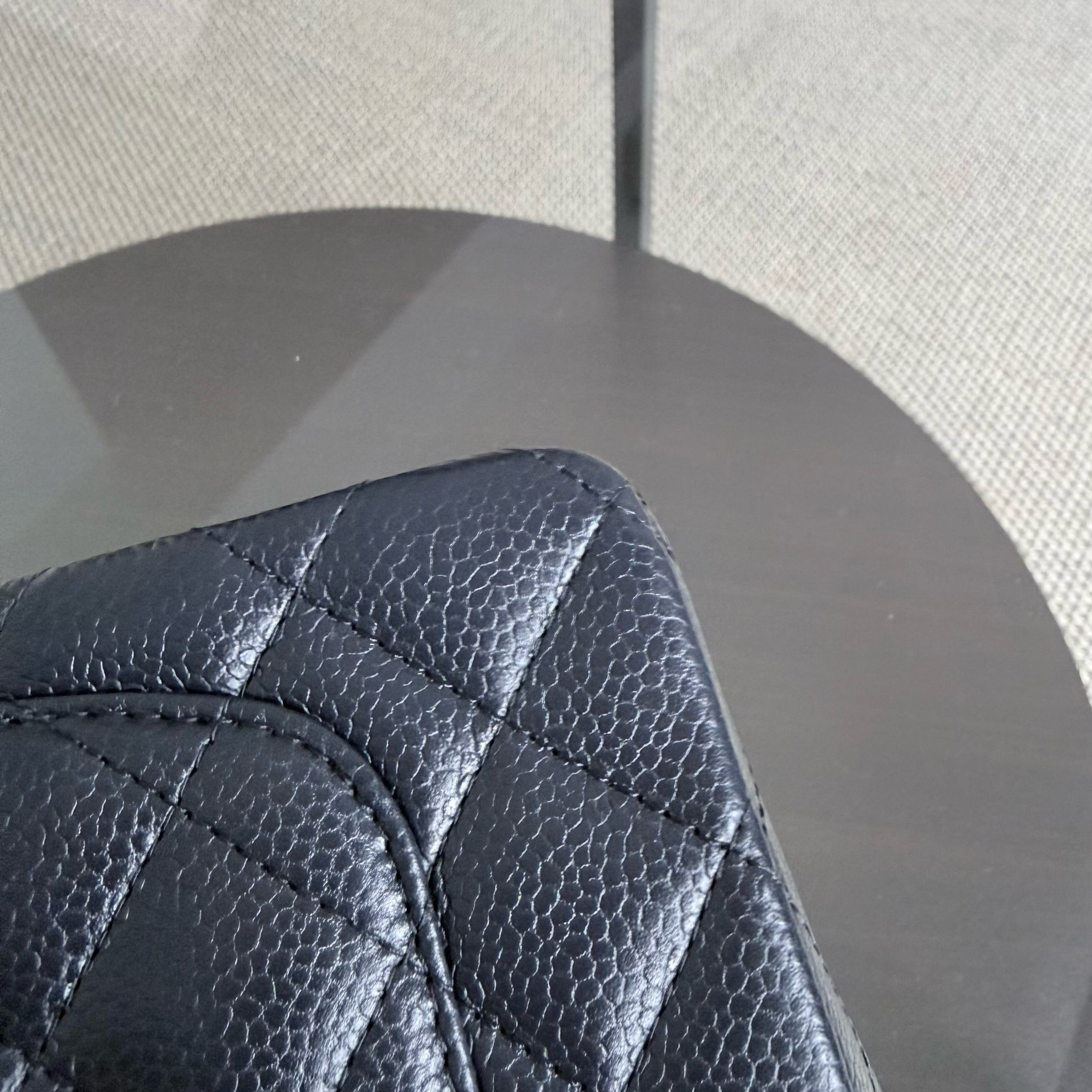 Chanel Caviar Mini Rectangle Classic Flap - 20CM Quilted Midnight Blue Ruthenium Silver Hardware Series 21