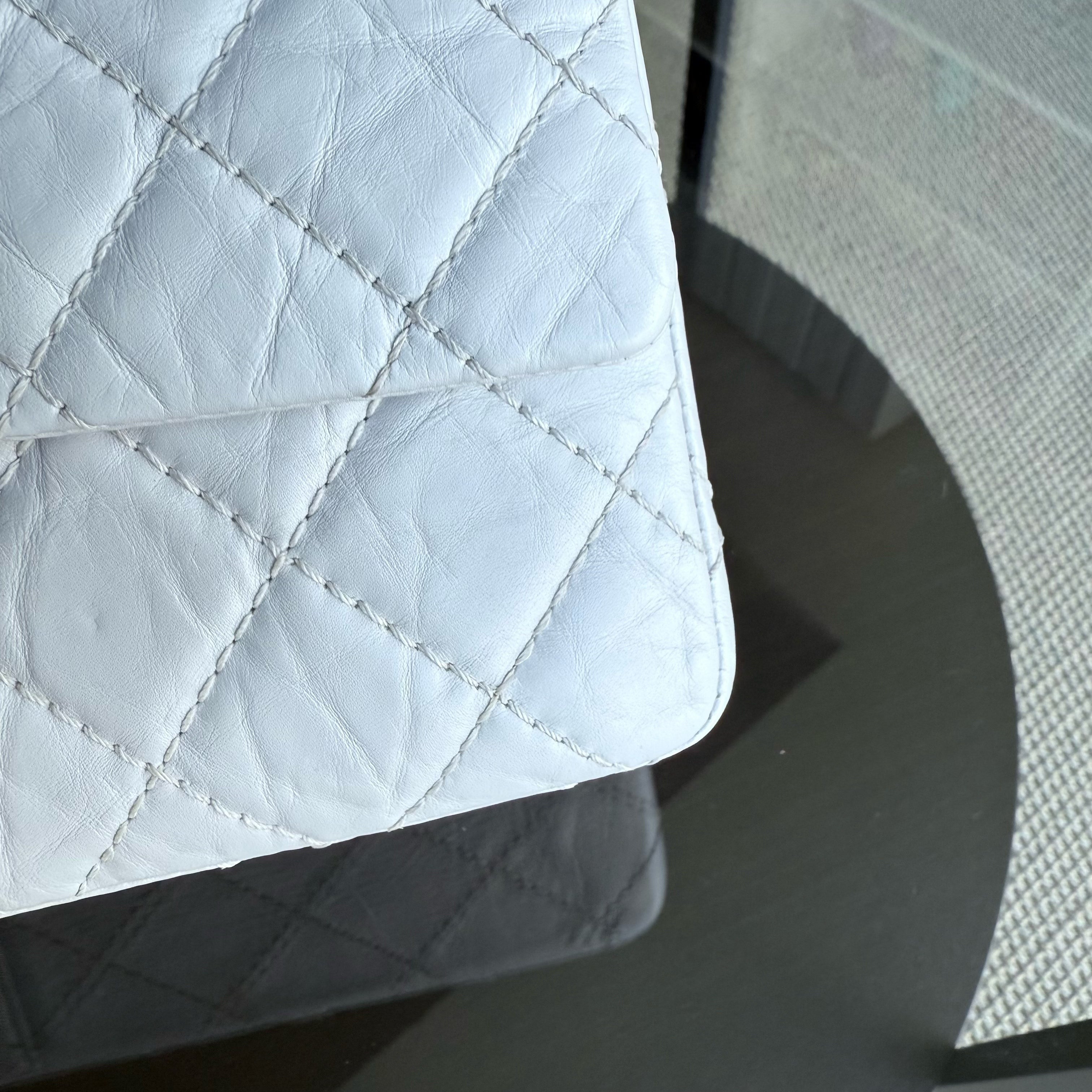 Chanel 2.55 Reissue 226 - Quilted Aged Calfskin White Ruthenium Black Hardware Series 12