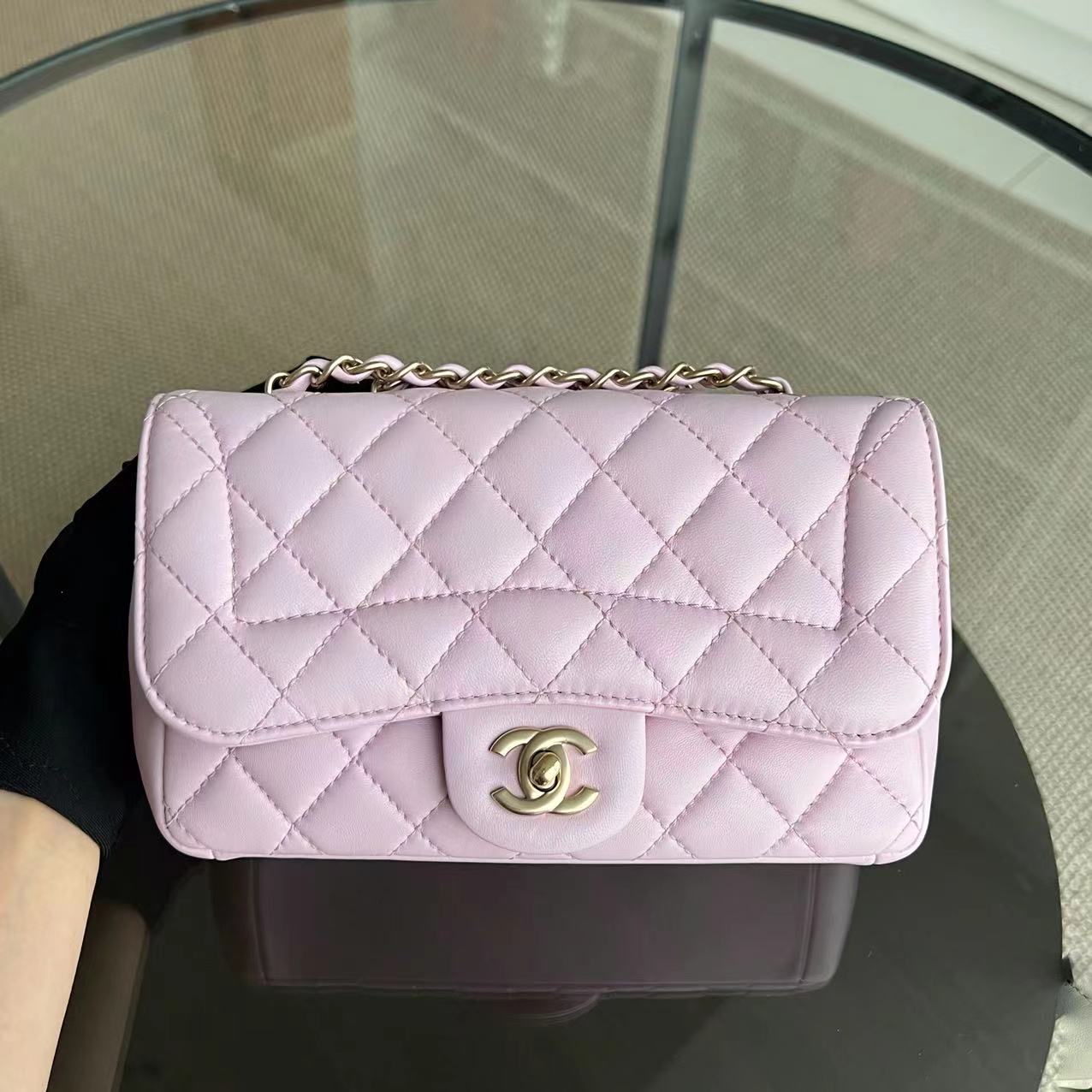 Mademoiselle 23CM Small Quilted Lambskin Pink Golden Hardware Series 21