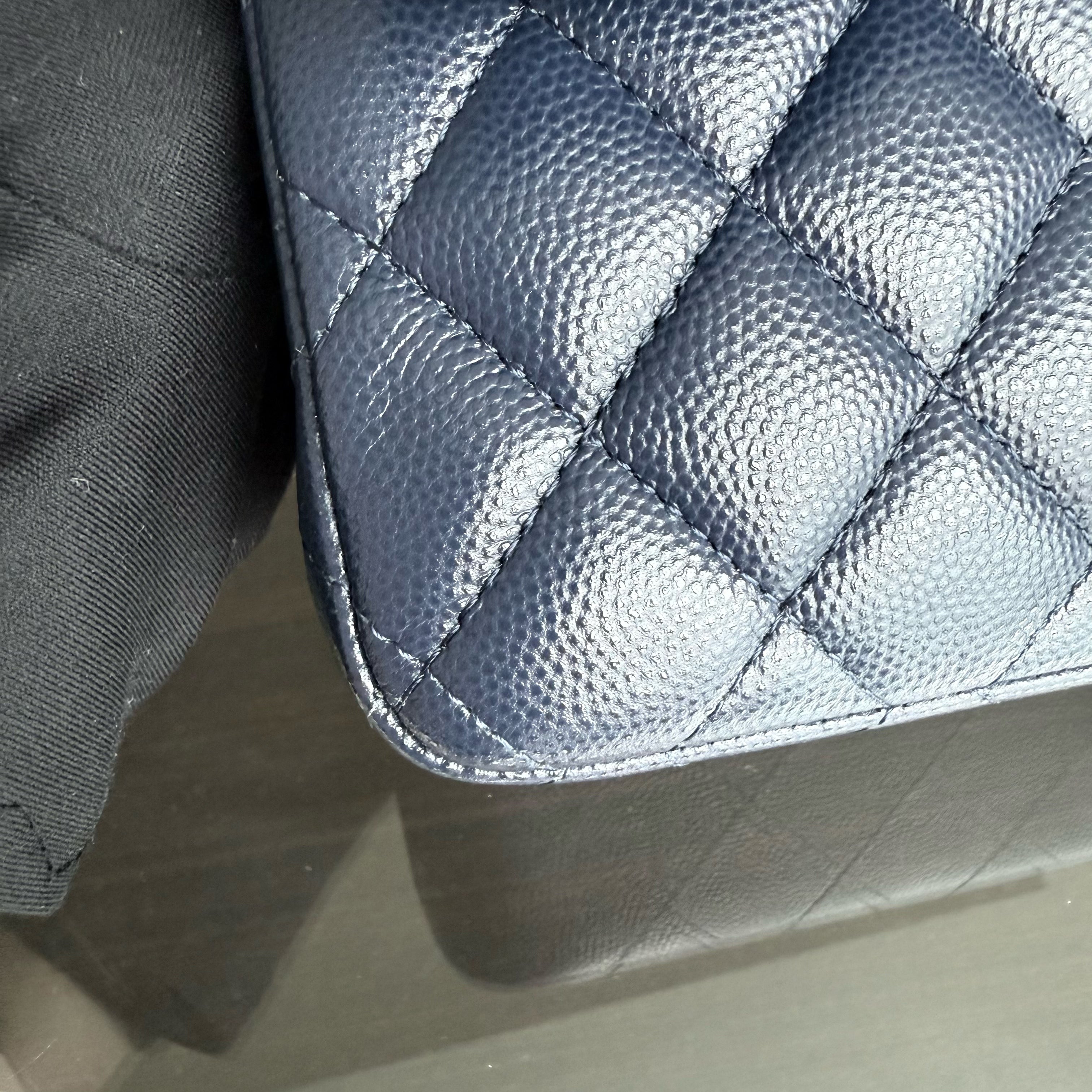 Chanel Classic Flap Small - Caivar 23CM Quilted Midnight Blue Gold Hardware Series 29