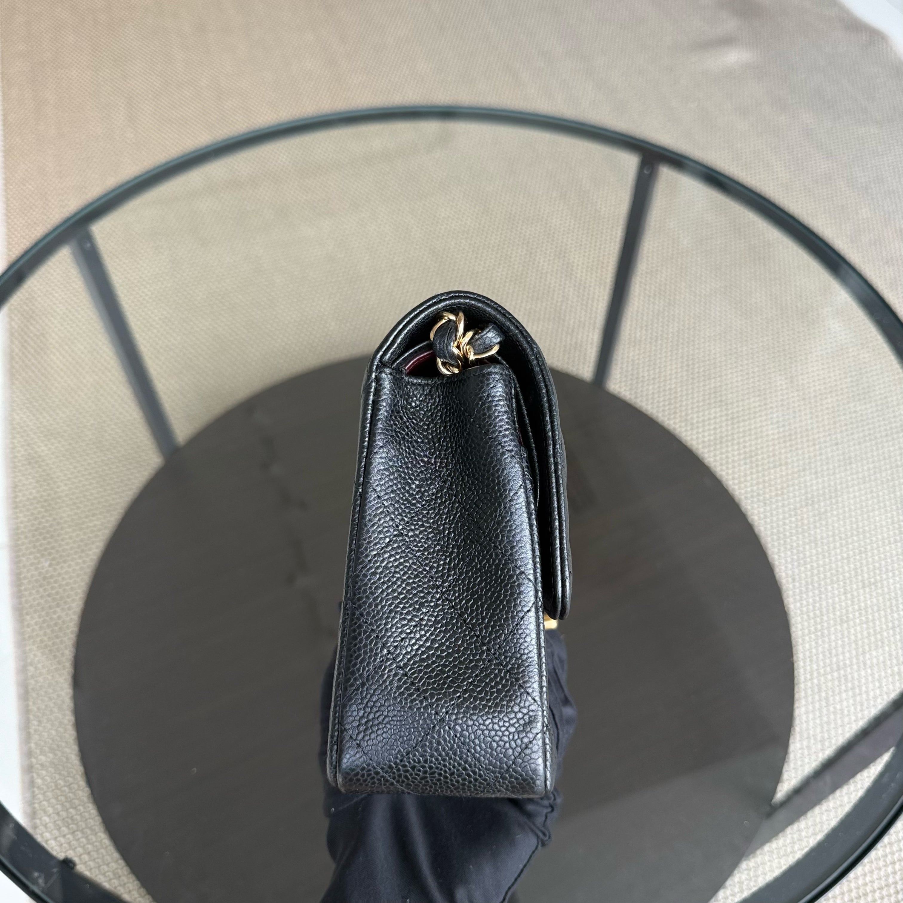 Chanel Classic Flap Medium - Caviar 25CM Quilted Grained Calfskin Black Gold Hardware Series 14