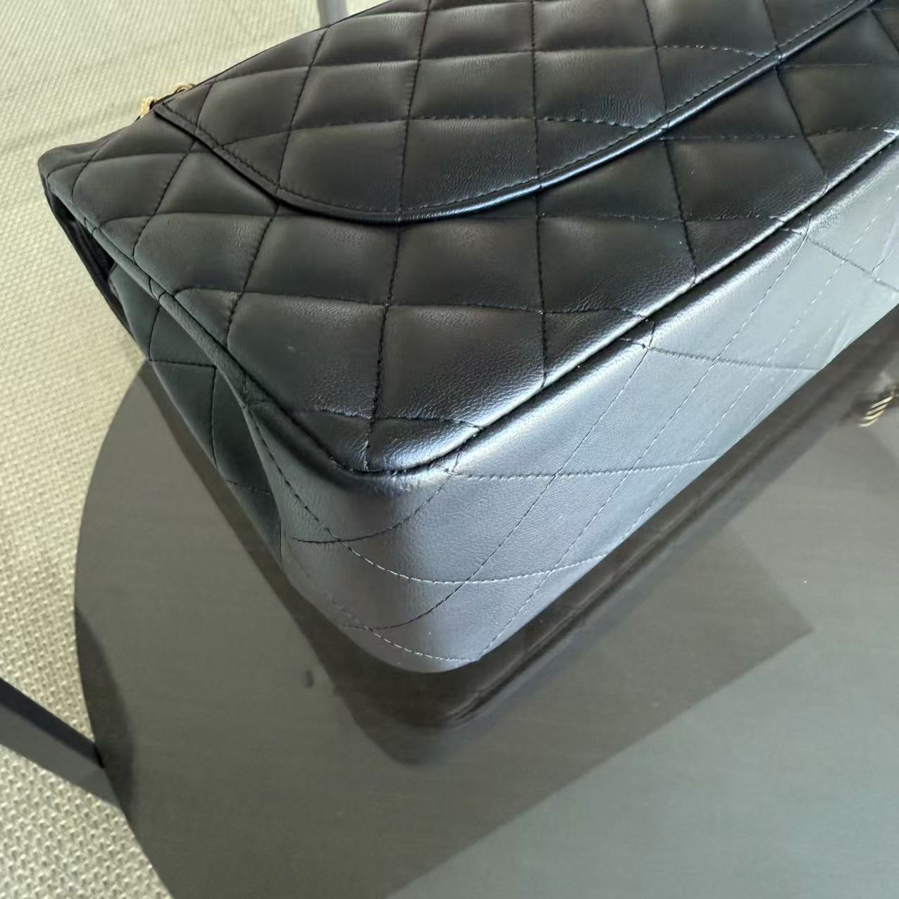 Chanel Classic Flap Jumbo - Double Flap 30CM Lambskin Quilted Black Gold Hardware