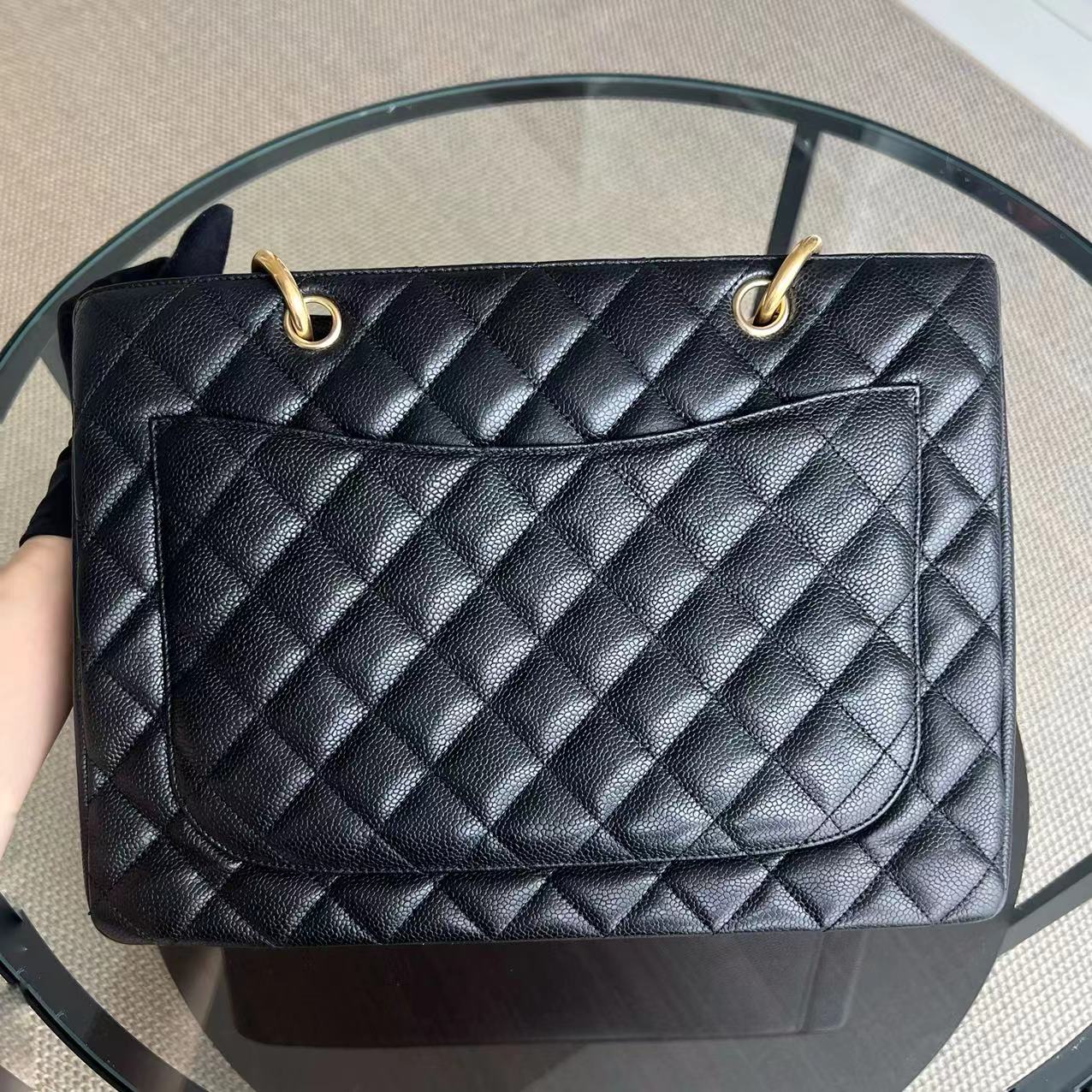 Caviar GST Grand Shopping Tote Quilted Black Golden Hardware Series 12