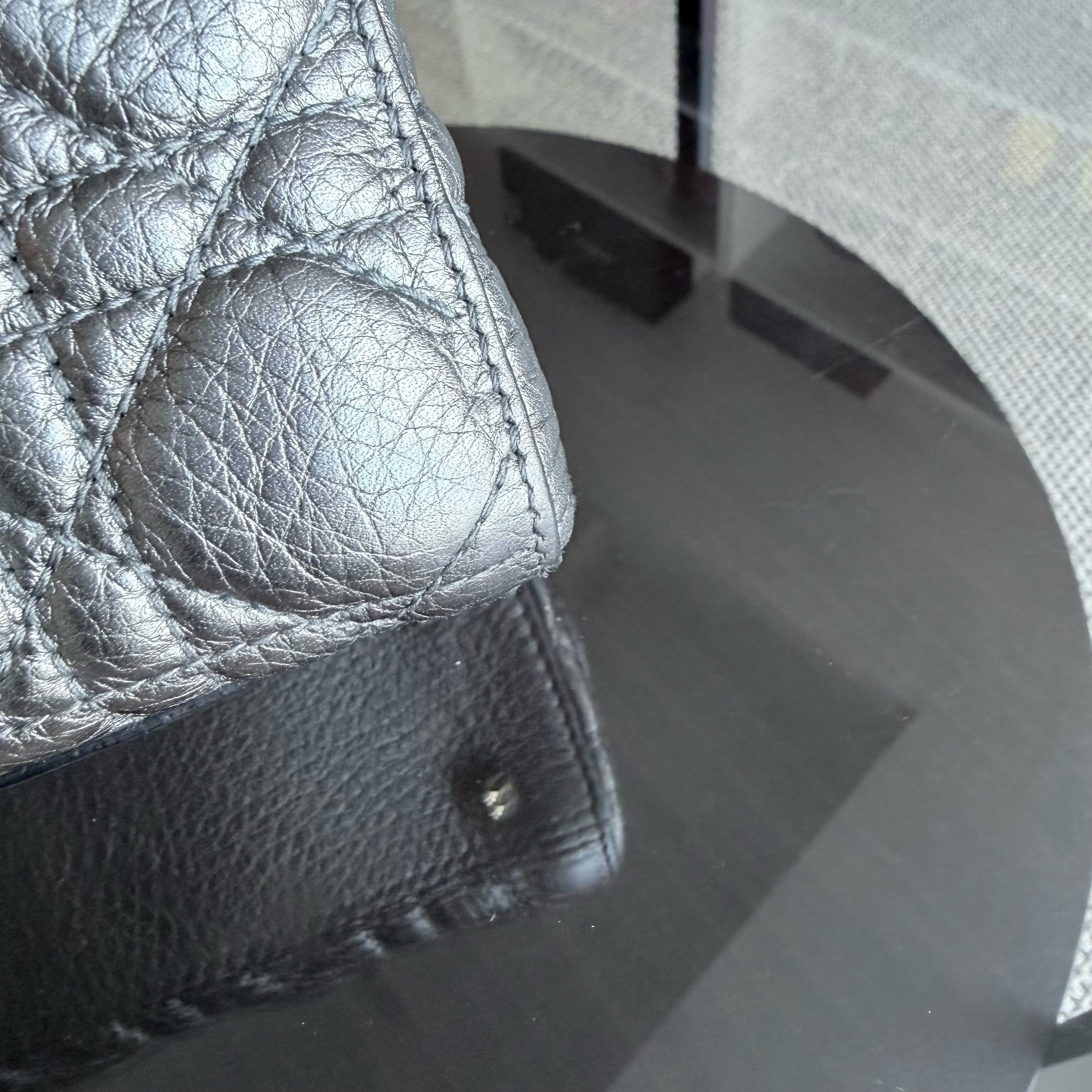 Dior Lady Small - Cannage Gray Calfskin Gold Hardware