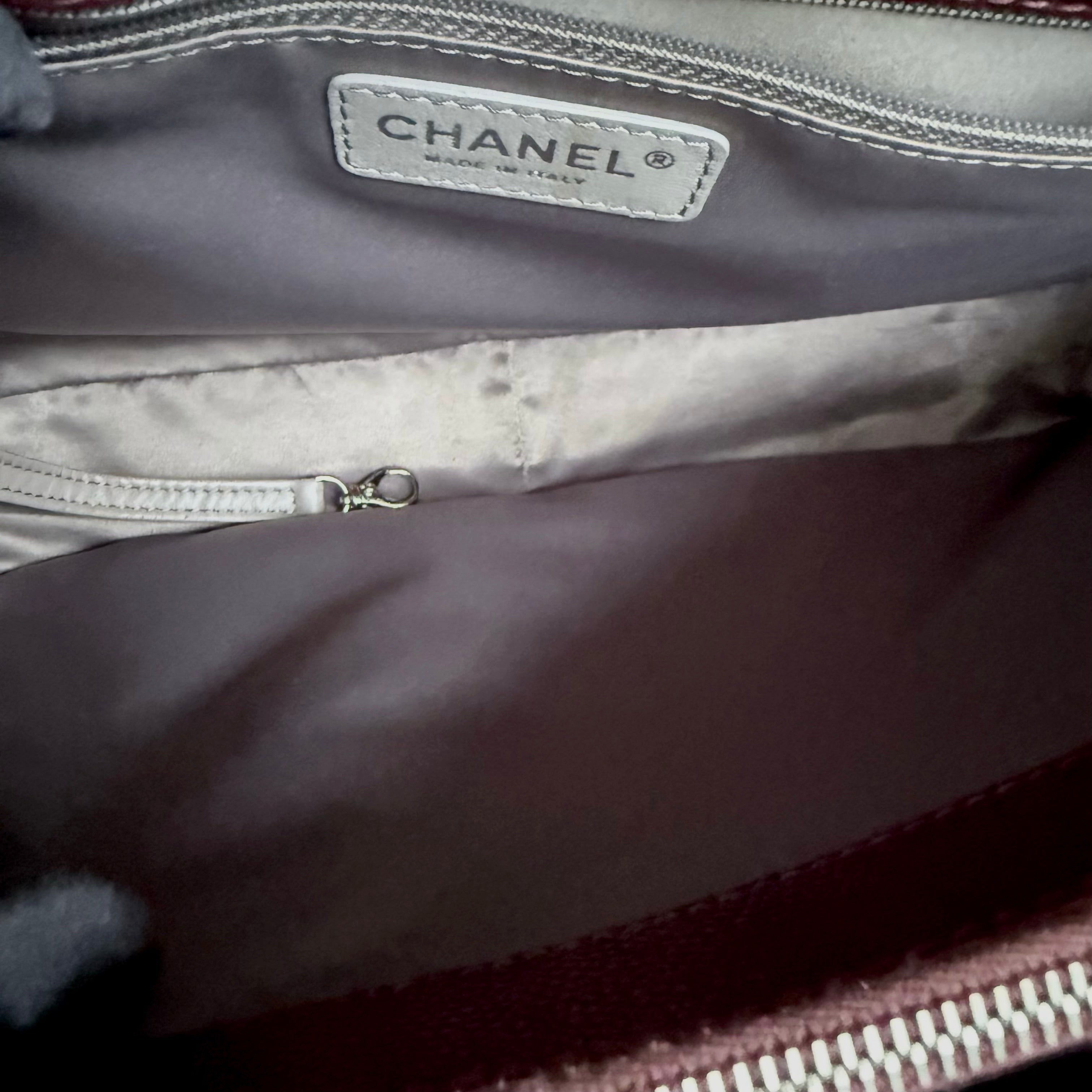 Chanel GST Grand Shopping Tote - Burgundy Caviar Quilted Silver Hardware Series 19