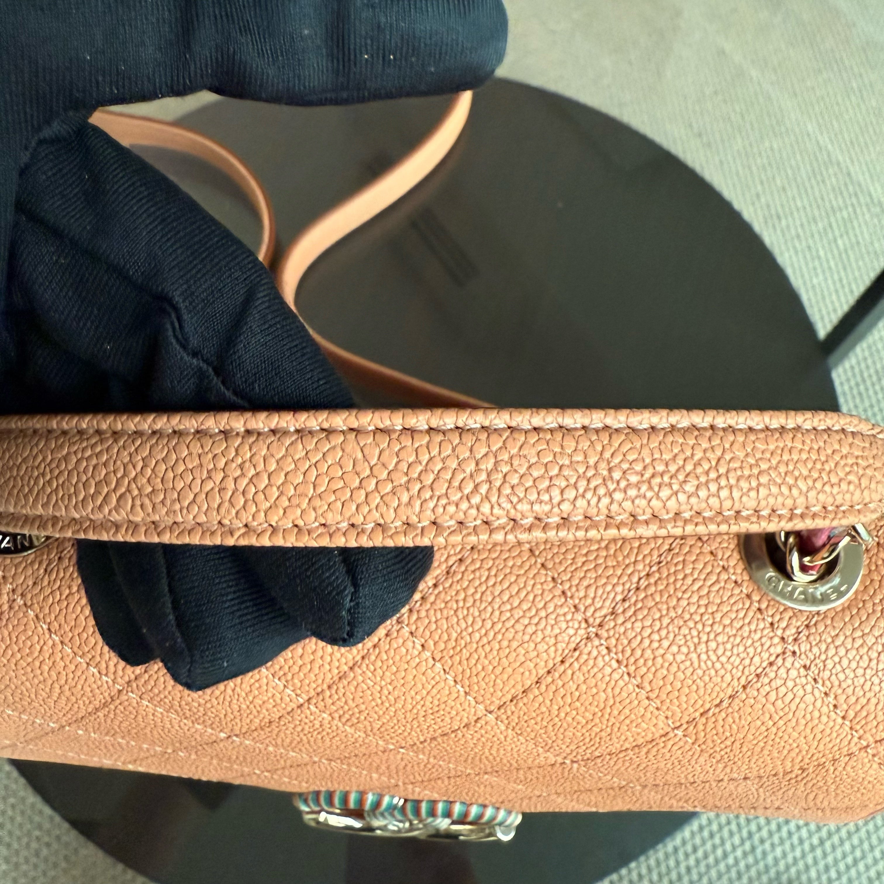 Chanel Coco Curve Cuba Small - Quilted Caviar Caramel Light Gold Hardware Series 23
