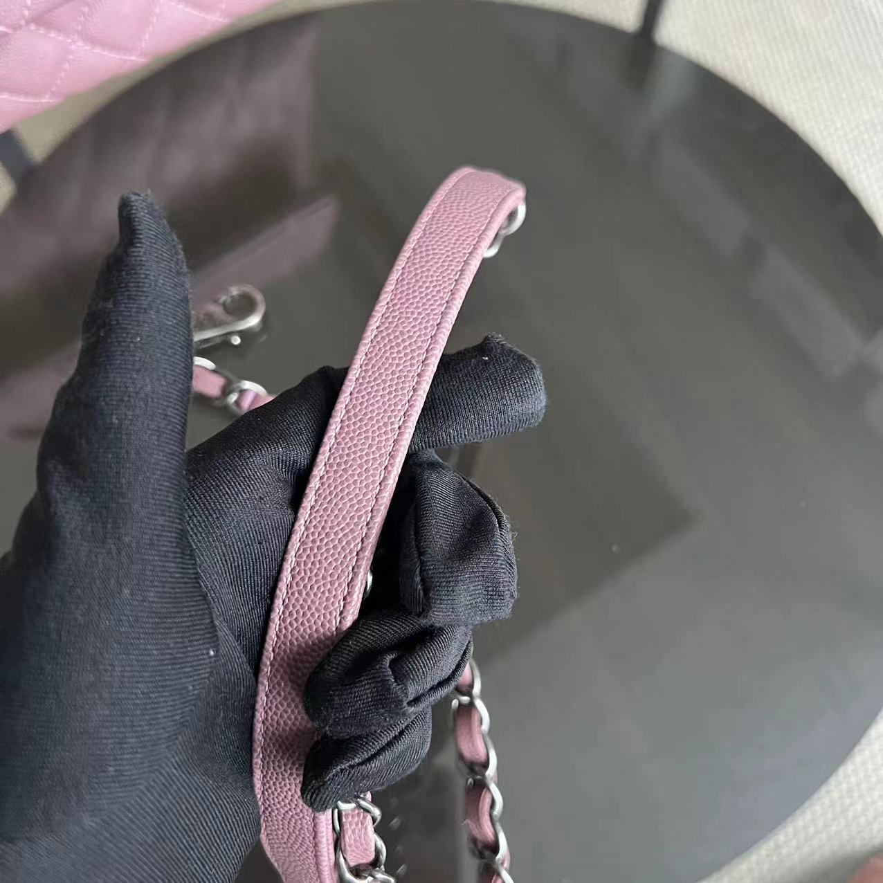 Chanel Coco Handle - Medium Pink Lizard Handle Silver Hardware Series 23