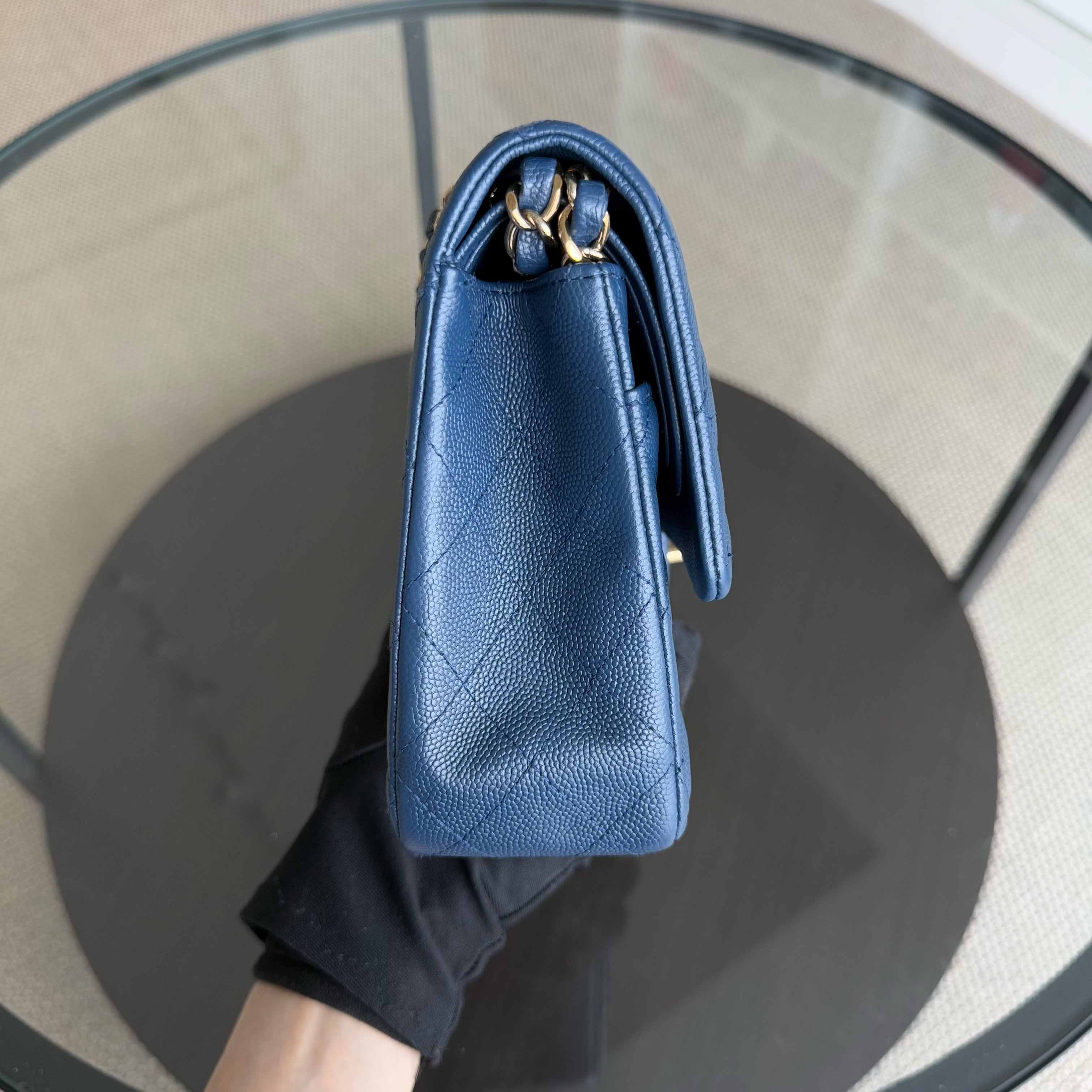 Chanel Classic Flap Medium - Caviar 25CM Quilted Dark Blue Gold Hardware Series 27