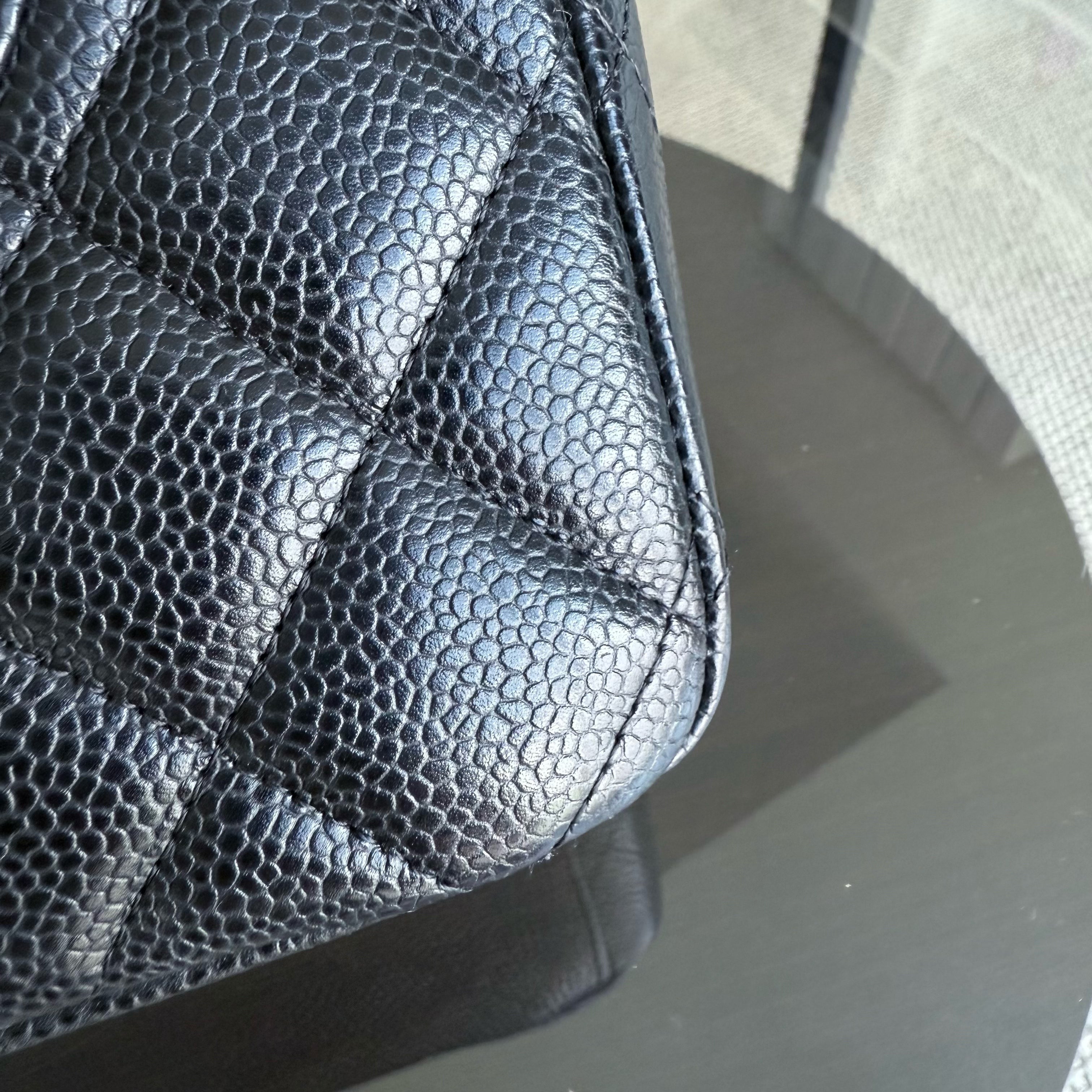 Chanel Classic Flap Maxi - Caviar Double Flap 33CM Quilted Black Silver Hardware Series 15