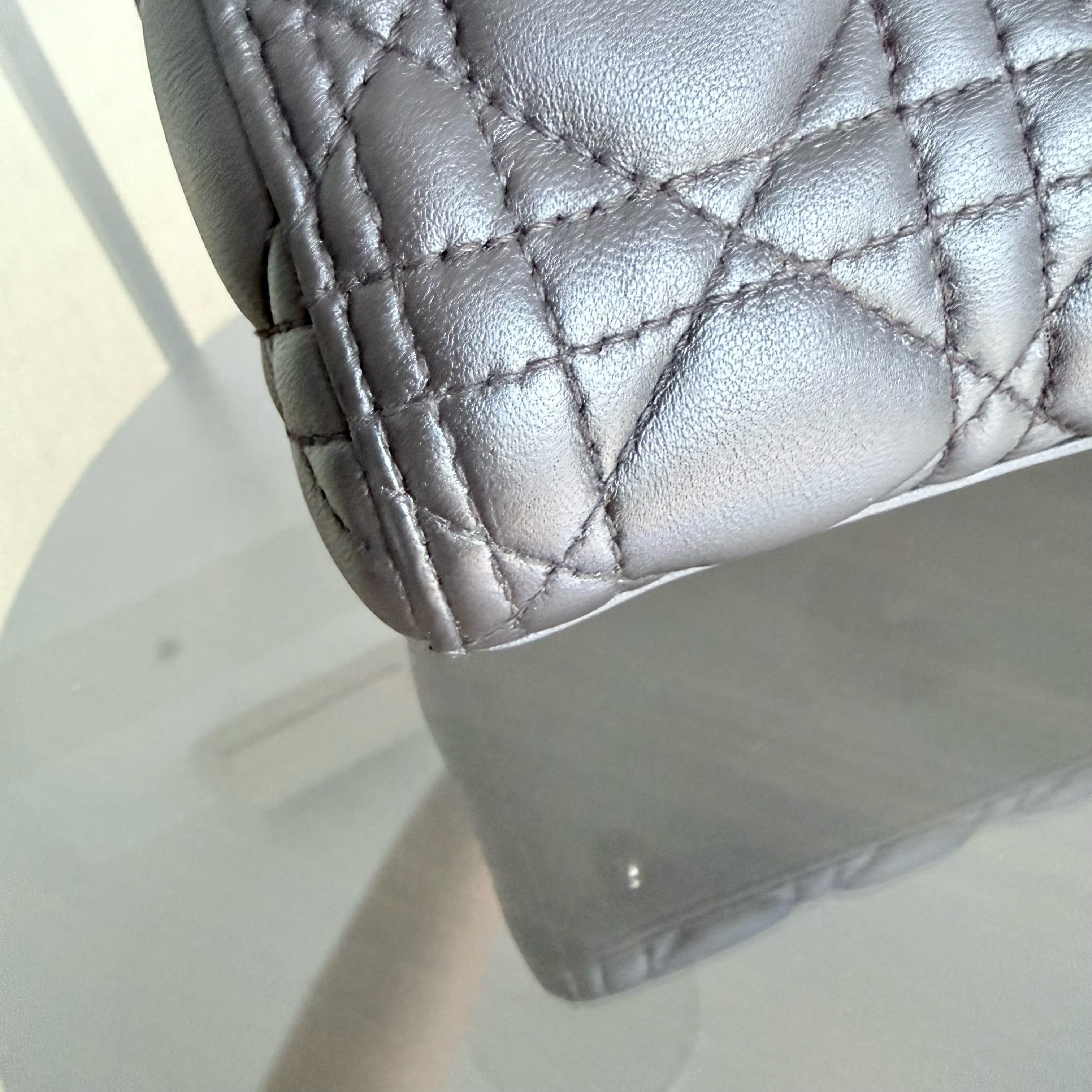 Dior Lady Medium - Cannage Lambskin Dark Gray Gold Hardware Adjustable Strap