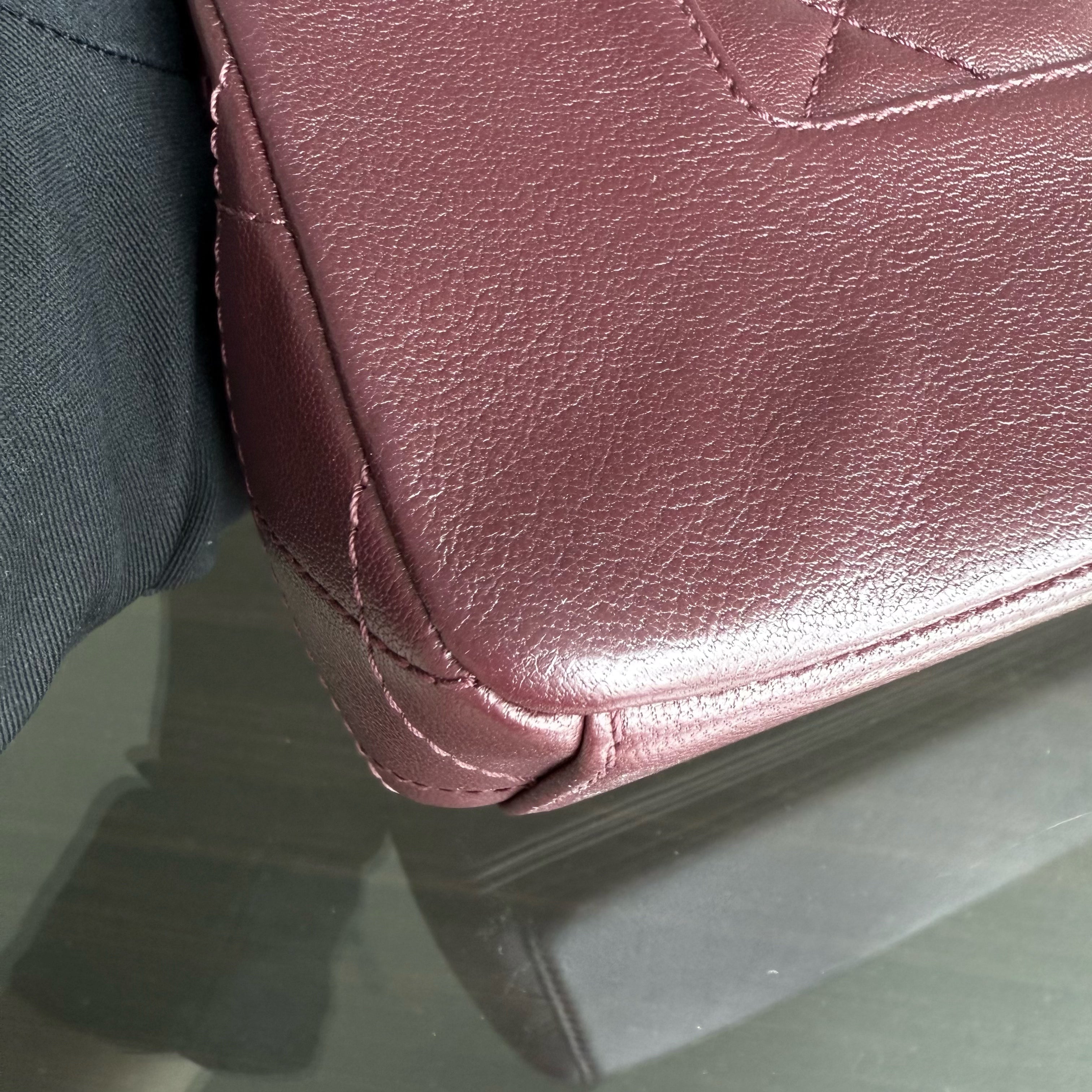Chanel Mademoiselle Seasonal Flap - 25CM Quilted Lambskin Burgundy Gold Hardware Series 23