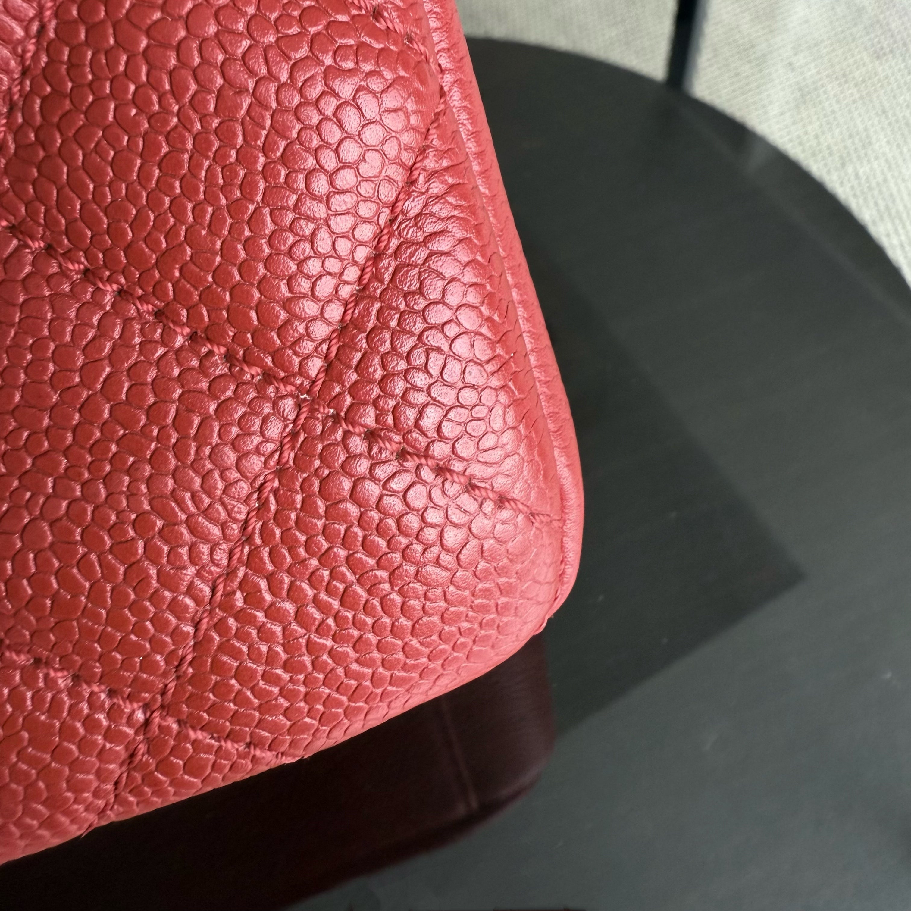 Chanel PST Petite Shopping Tote - Caviar Quilted Red Silver Hardware Series 18