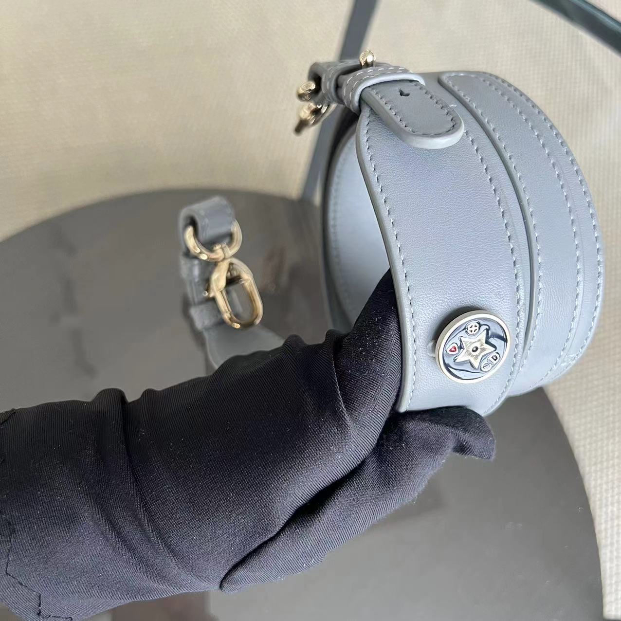 Dior Lady Small - Lambskin Cannage Grey Gray Golden Hardware ABC