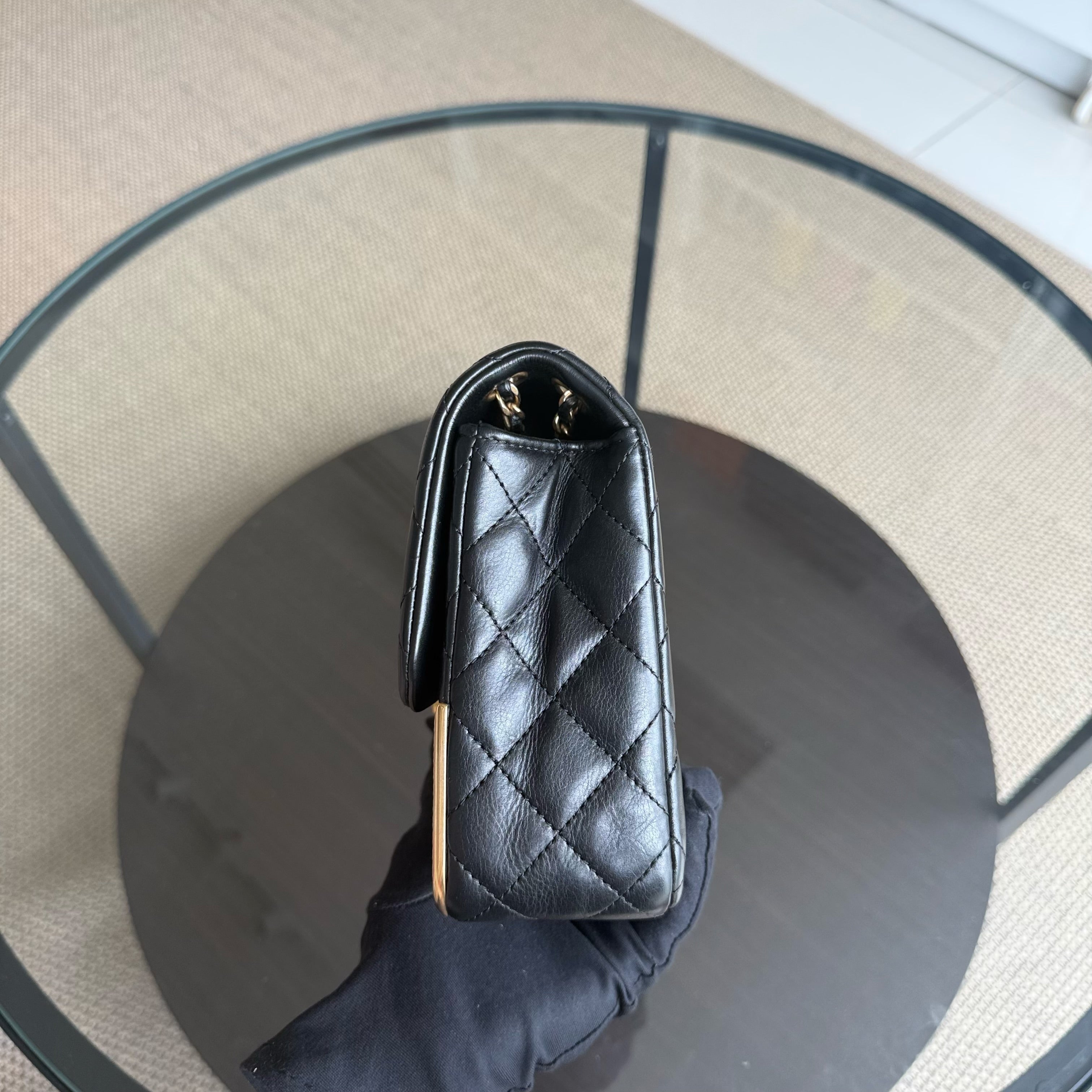 Chanel Classic Flap Seasonal Medium- Rock The Corner Quilted Calfskin Black Gold Hardware Series 24