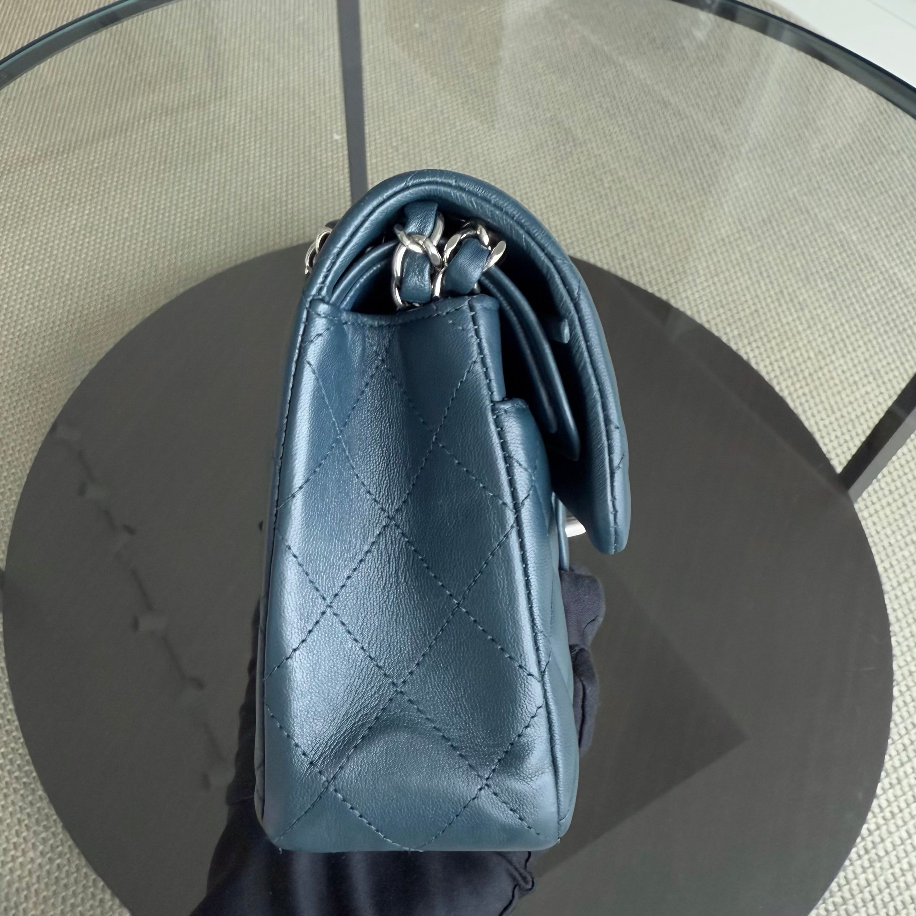 Chanel Classic Flap Small - 23CM Quilted Lambskin Dark Blue Silver Hardware Series 26