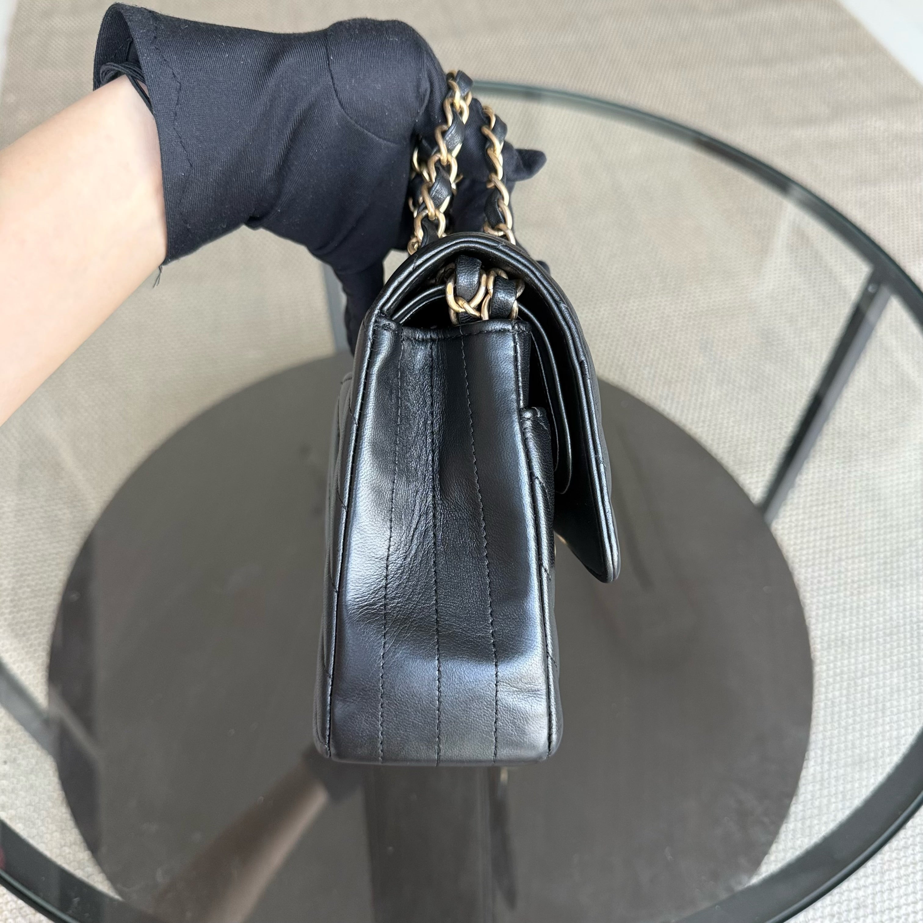 Chanel Classic Flap Medium - 25CM Chevron Lambskin Black Gold Hardware Series 27